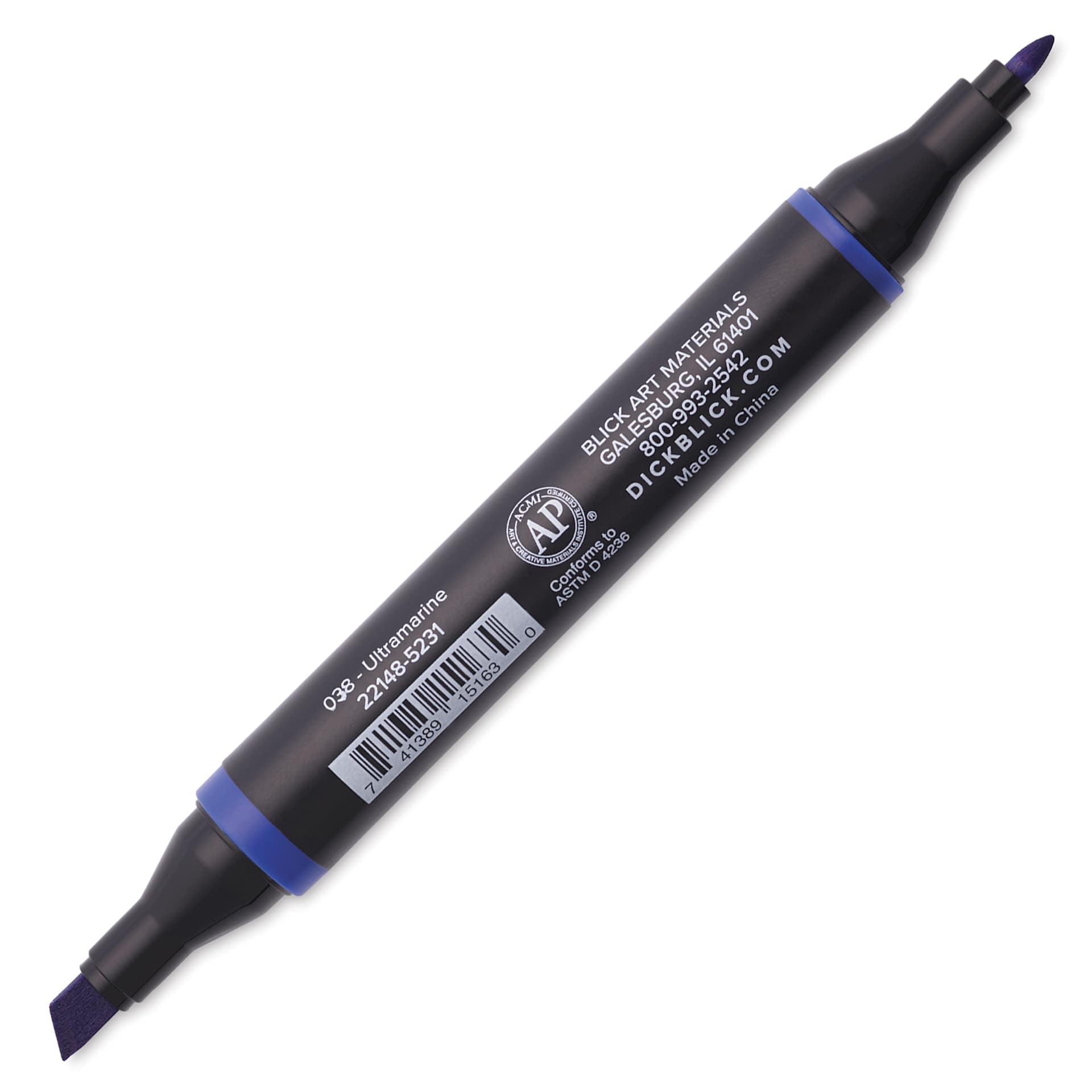Blick Studio Alcohol Art Marker - 038 Ultramarine, marker with caps off