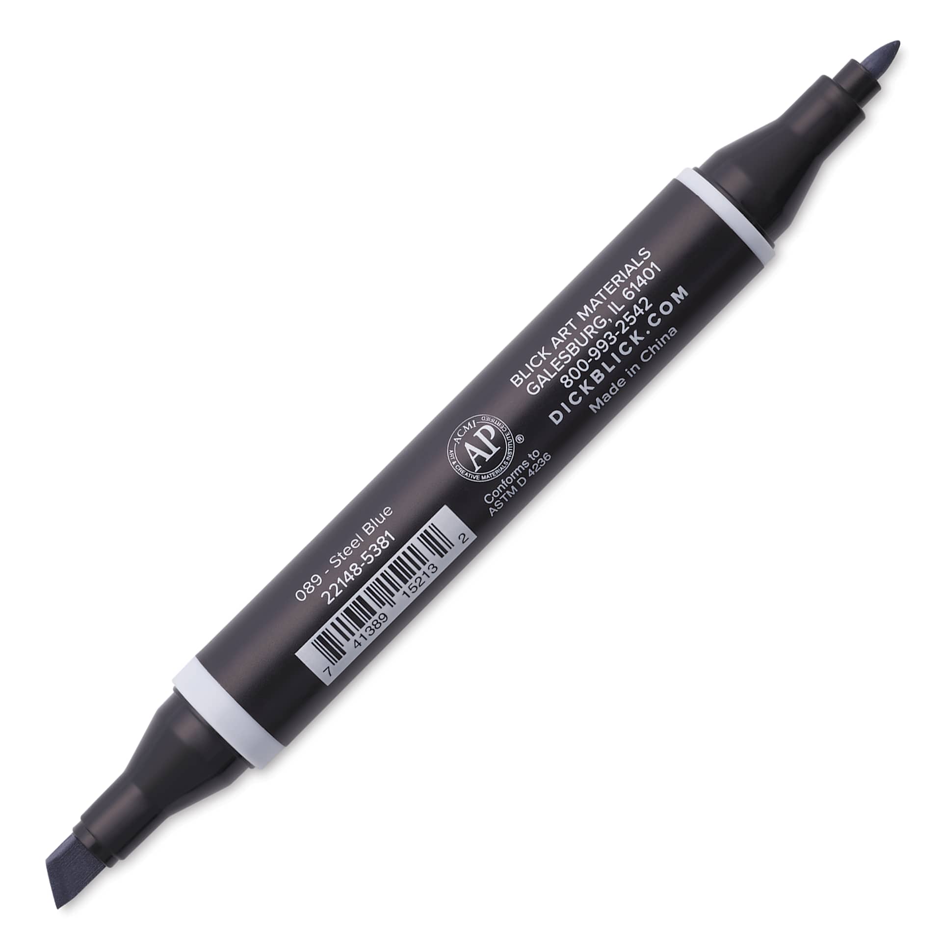 Blick Studio Alcohol Art Marker - 089 Steel Blue, marker with caps off