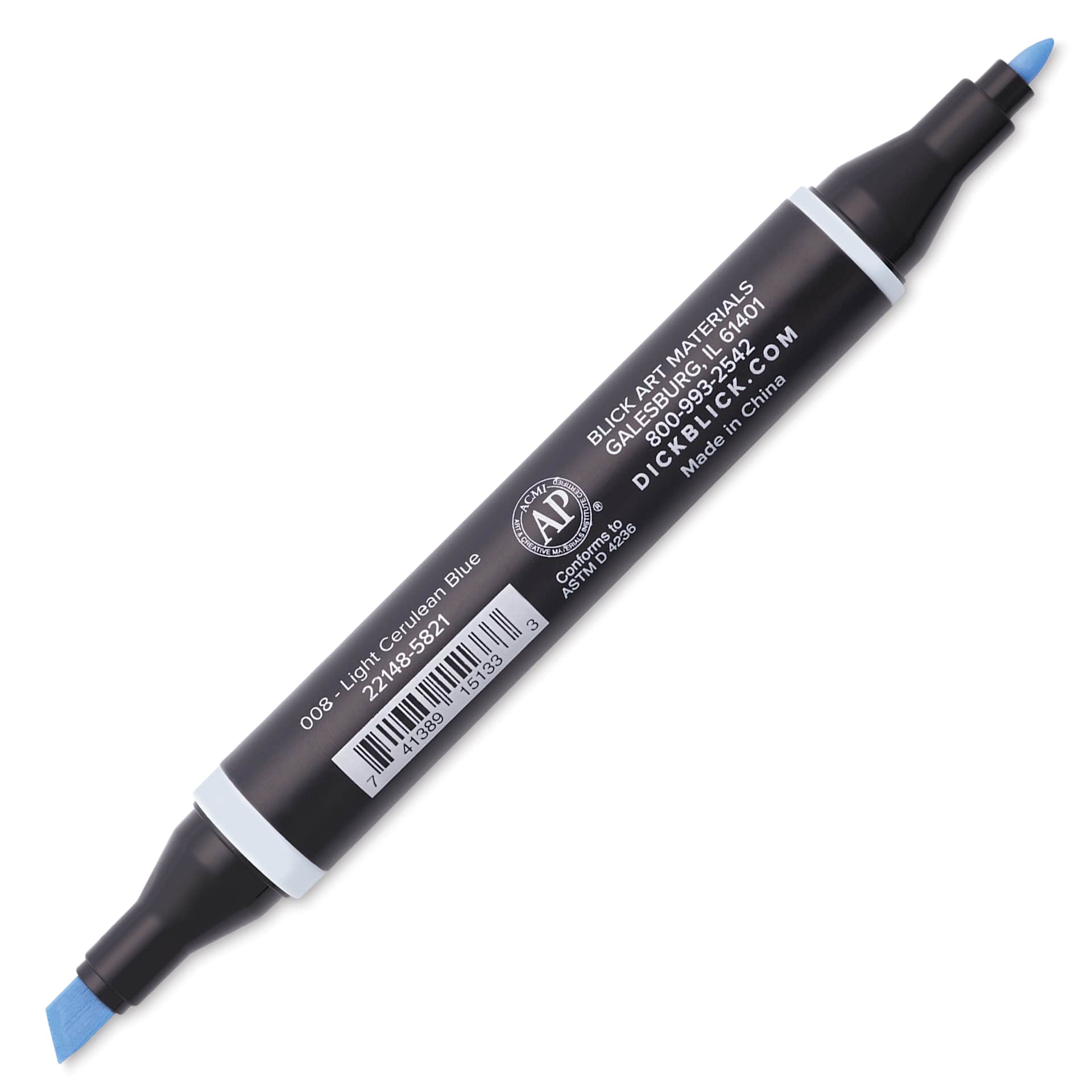 Blick Studio Alcohol Art Marker - 008 Light Cerulean Blue, marker with caps off