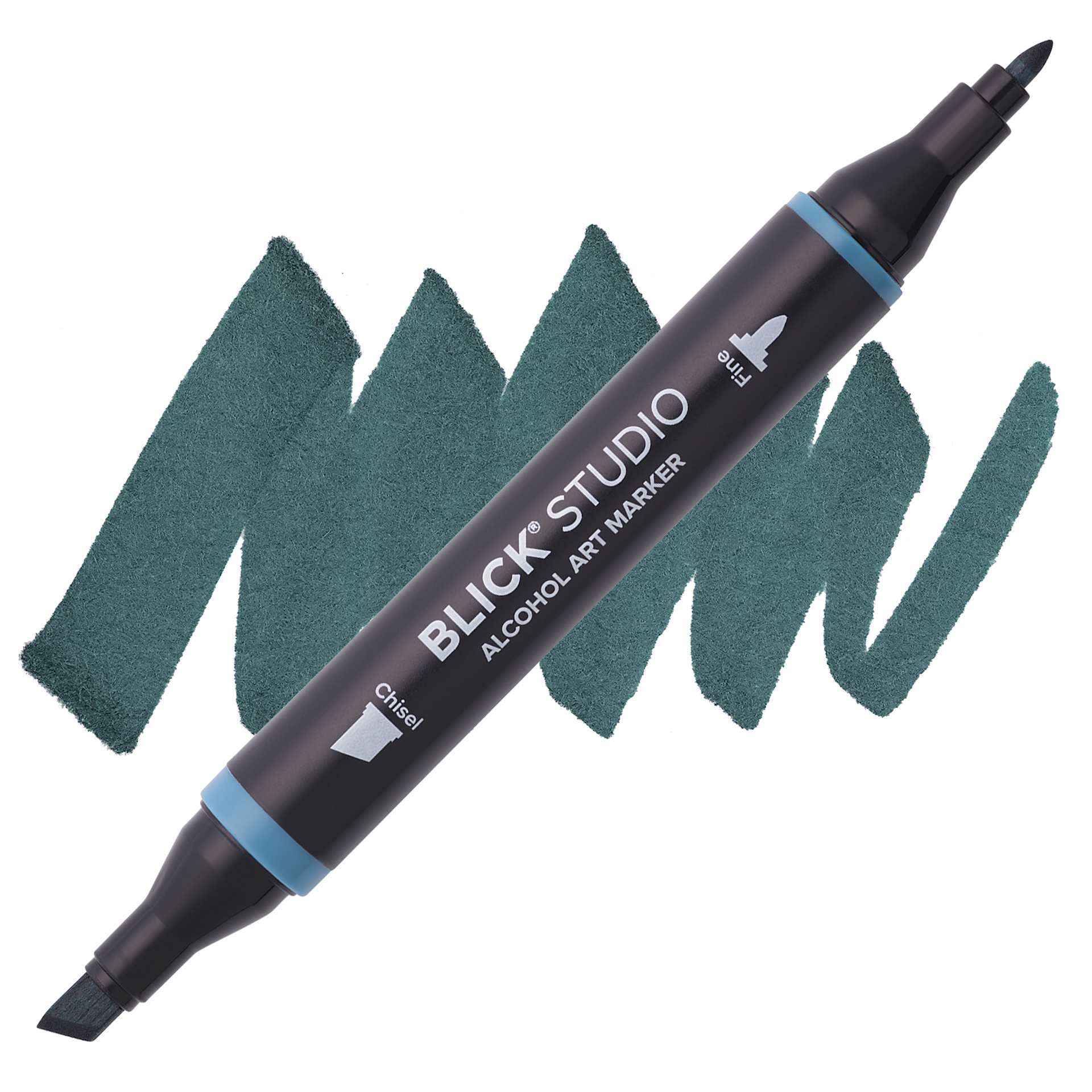 Blick Studio Alcohol Art Marker - 017 Dark Teal, swatch and marker