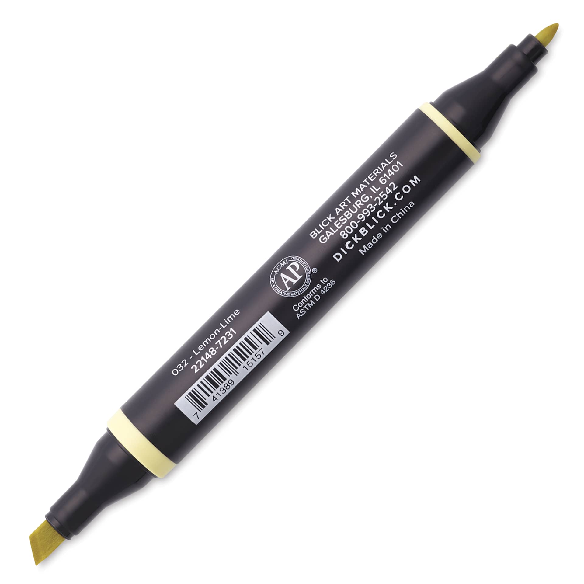Blick Studio Alcohol Art Marker - 032 Lemon-Lime, marker with caps off