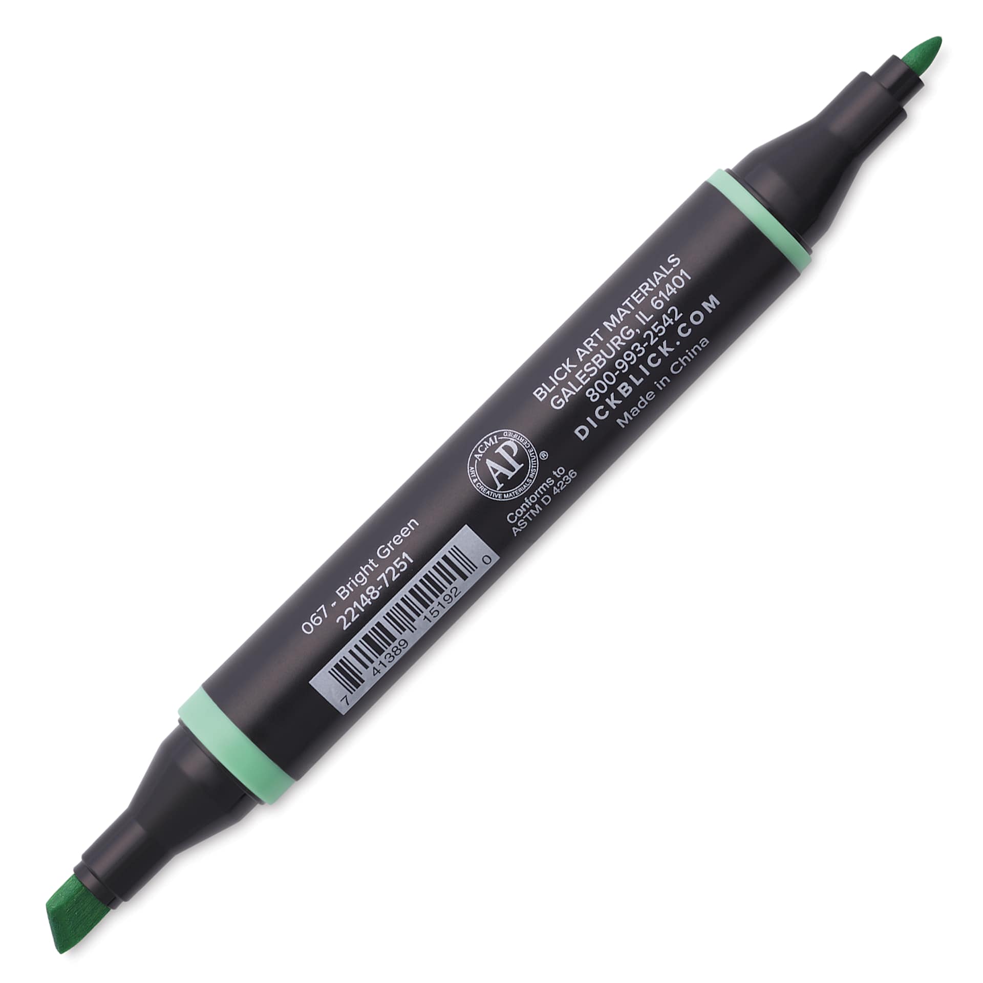 Blick Studio Alcohol Art Marker - 067 Bright Green, marker with caps off