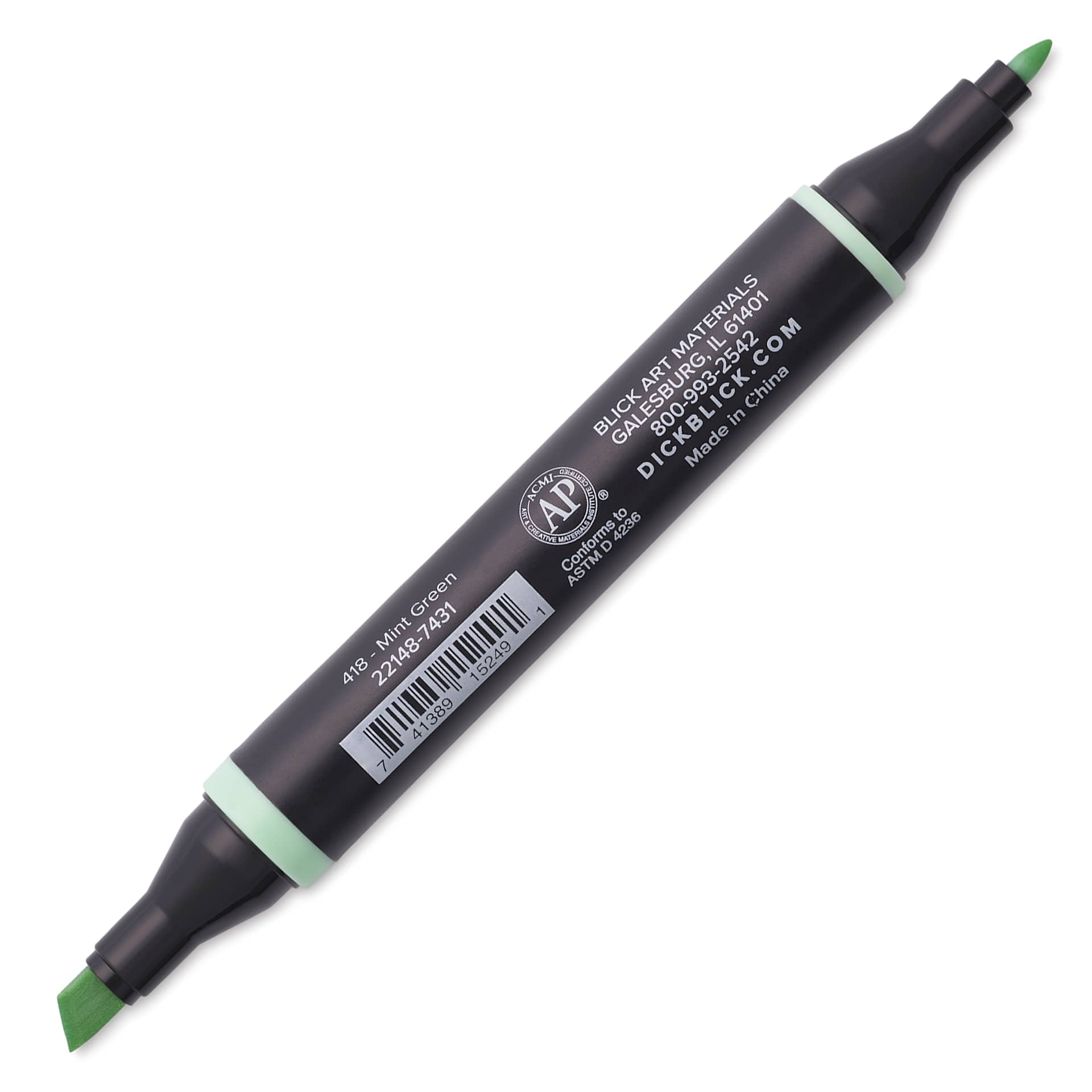 Blick Studio Alcohol Art Marker - 418 Mint Green, marker with caps off
