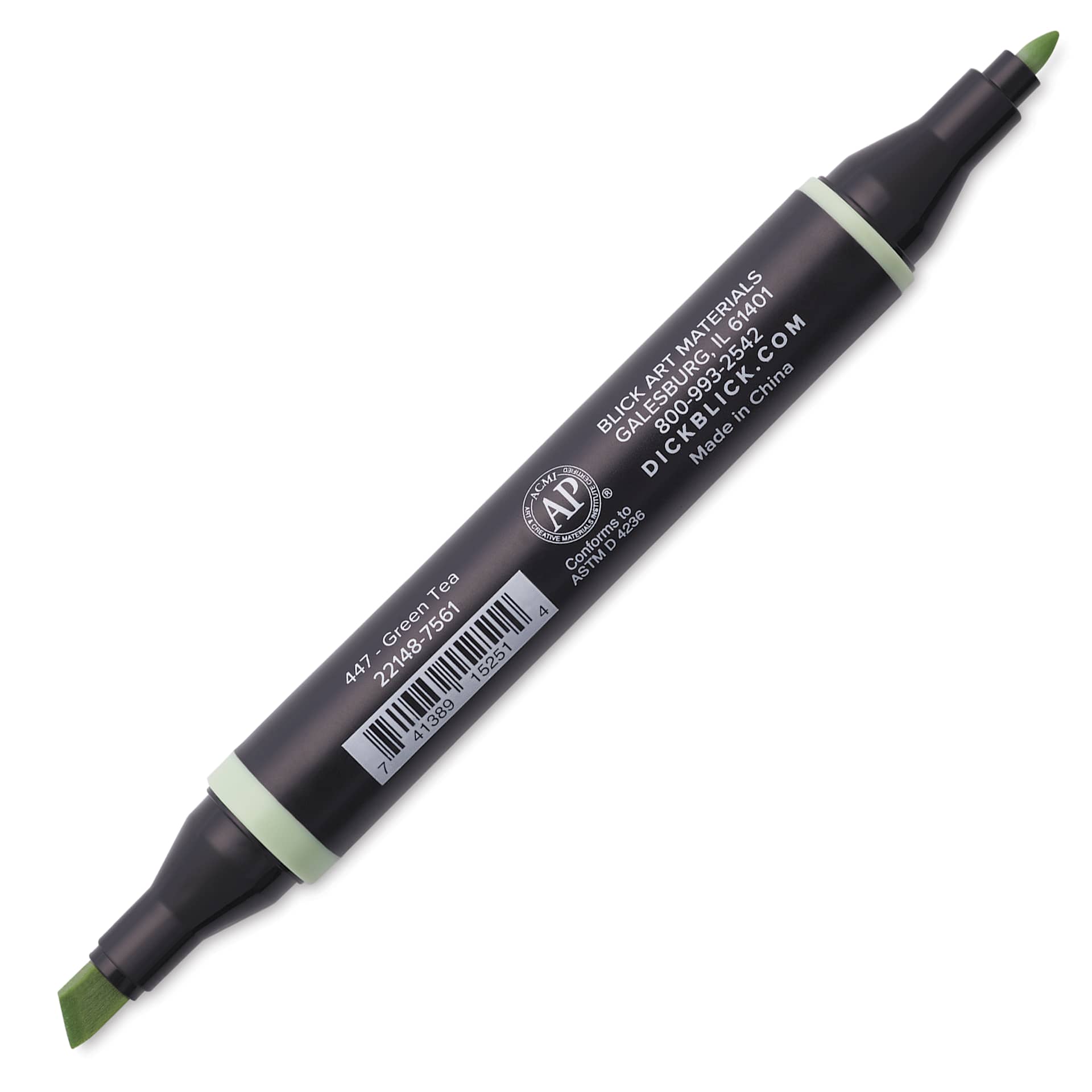 Blick Studio Alcohol Art Marker - 447 Green Tea, marker with the caps off