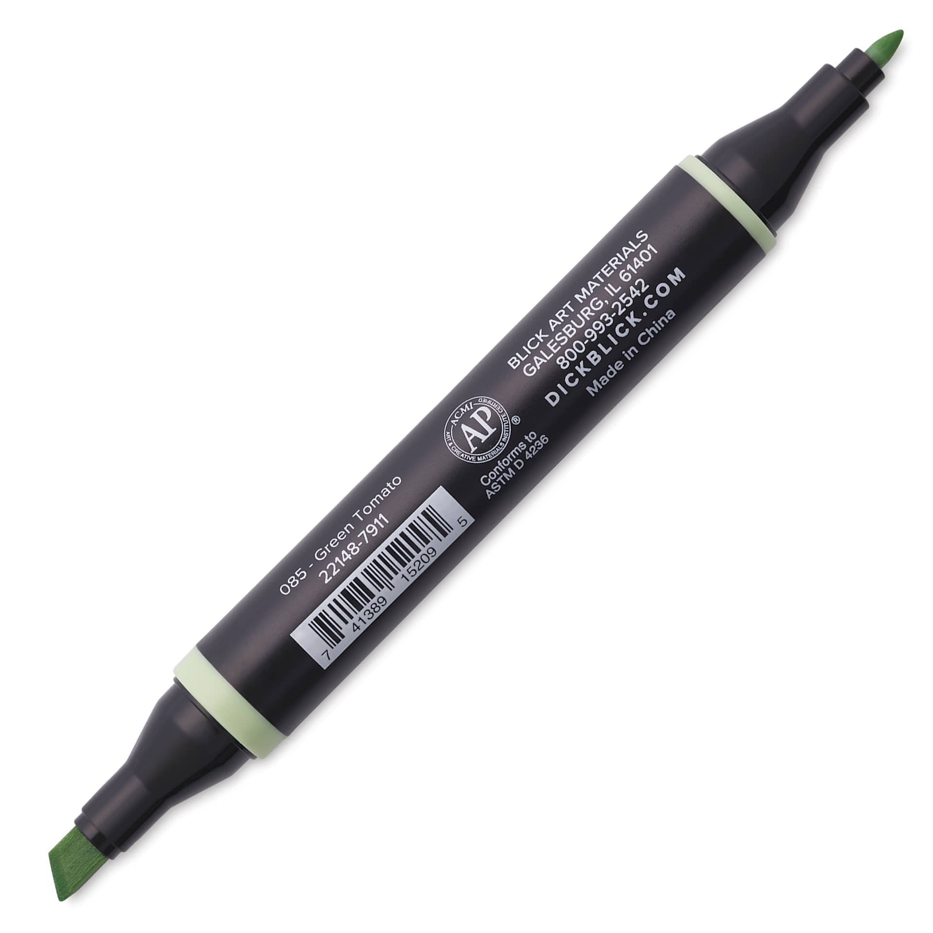 Blick Studio Alcohol Art Marker - 085 Green Tomato, marker with caps off