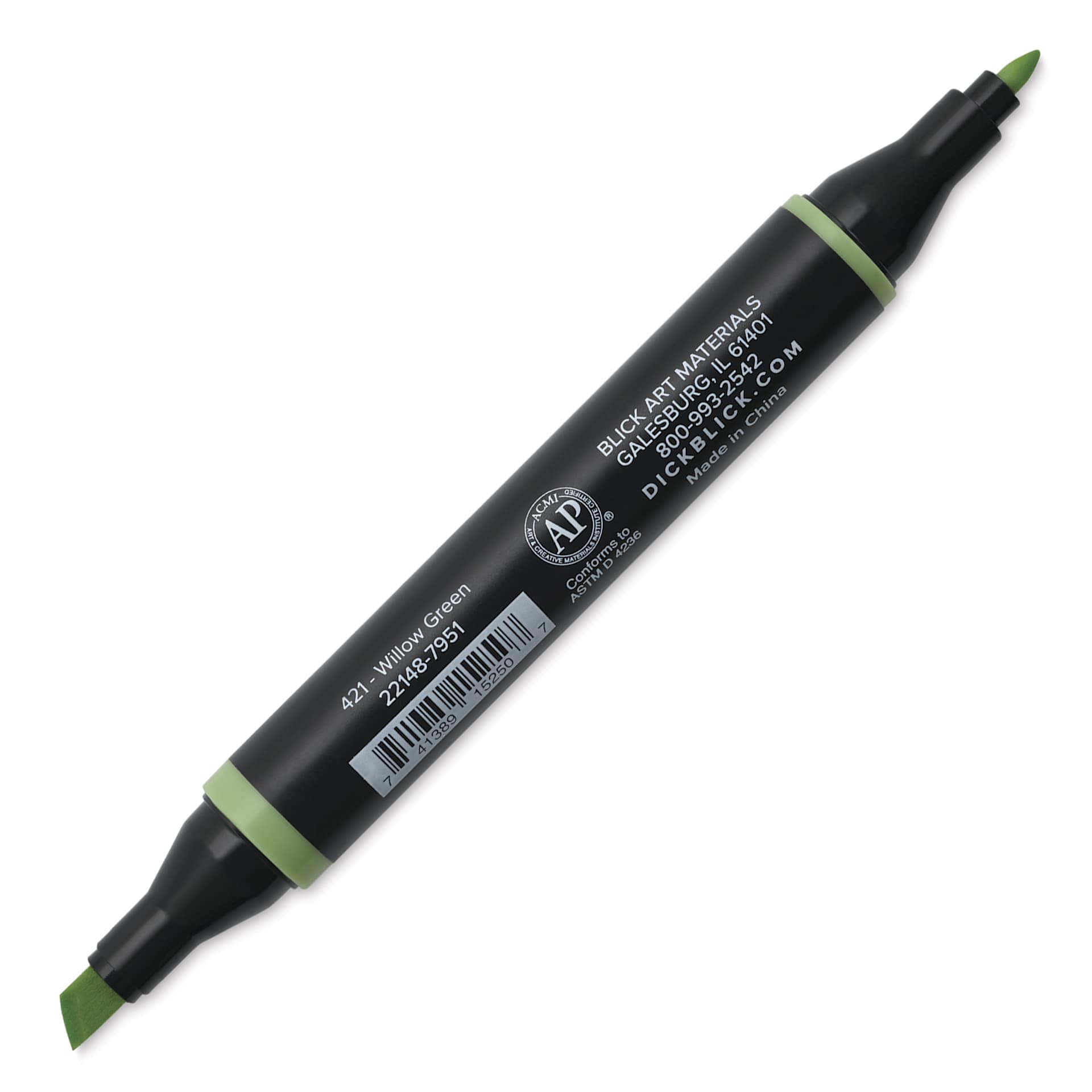 Blick Studio Alcohol Art Marker - 421 Willow Green, caps off