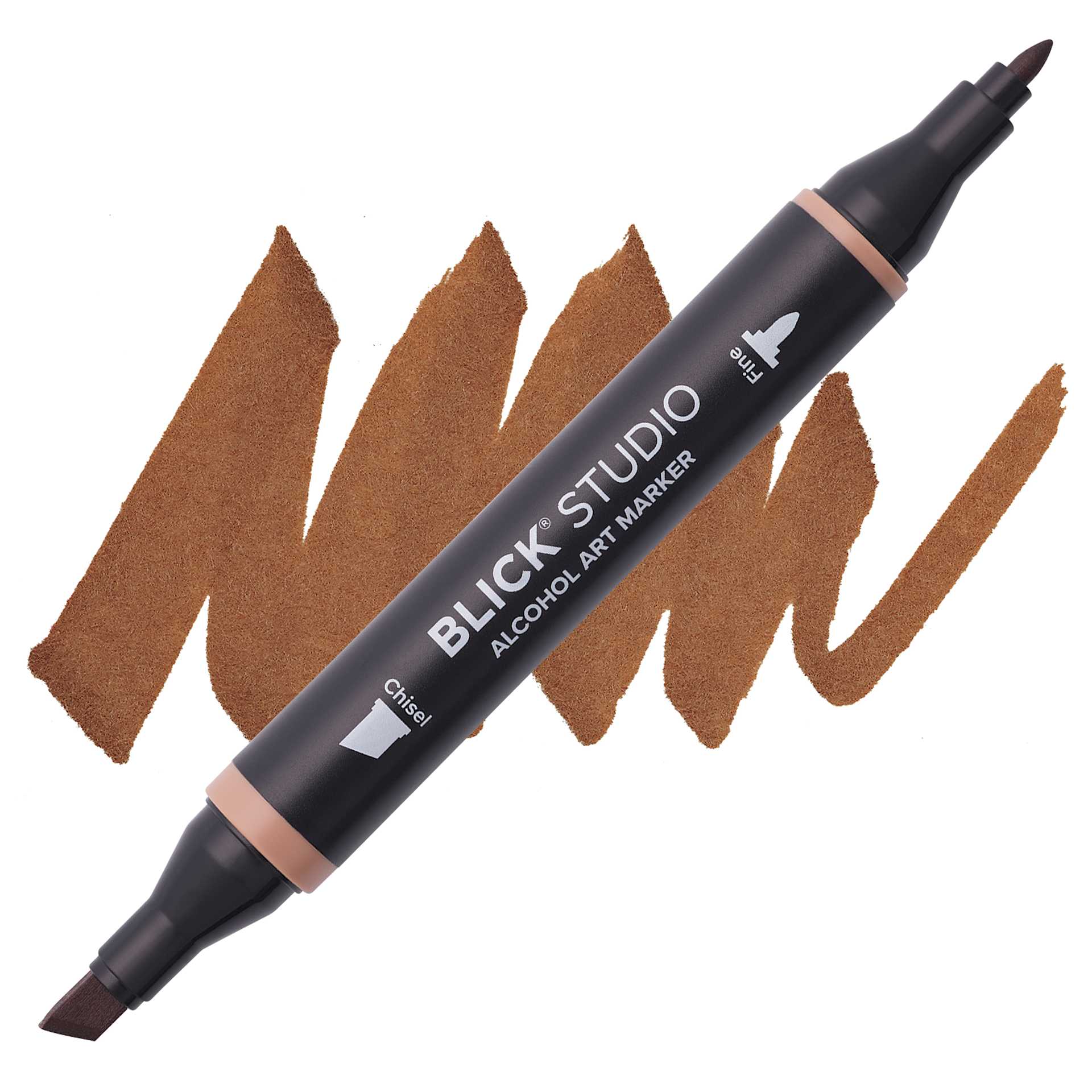 Blick Studio Alcohol Art Marker - 047 Walnut, swatch and marker