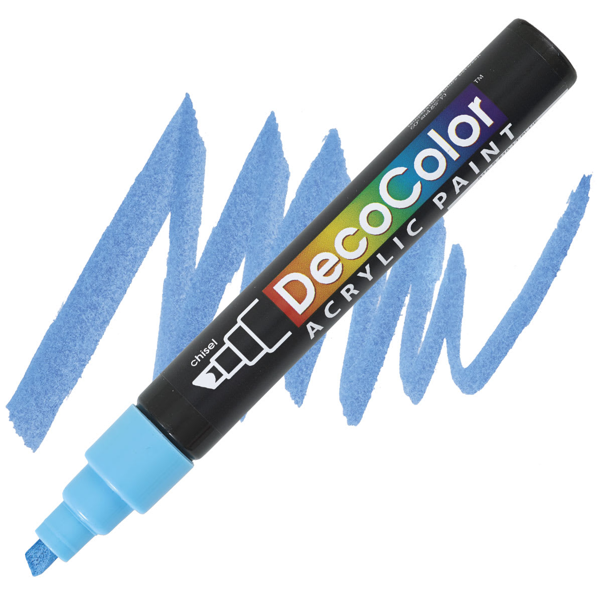 Decocolor Acrylic Paint Marker - Light Blue marker and swatch