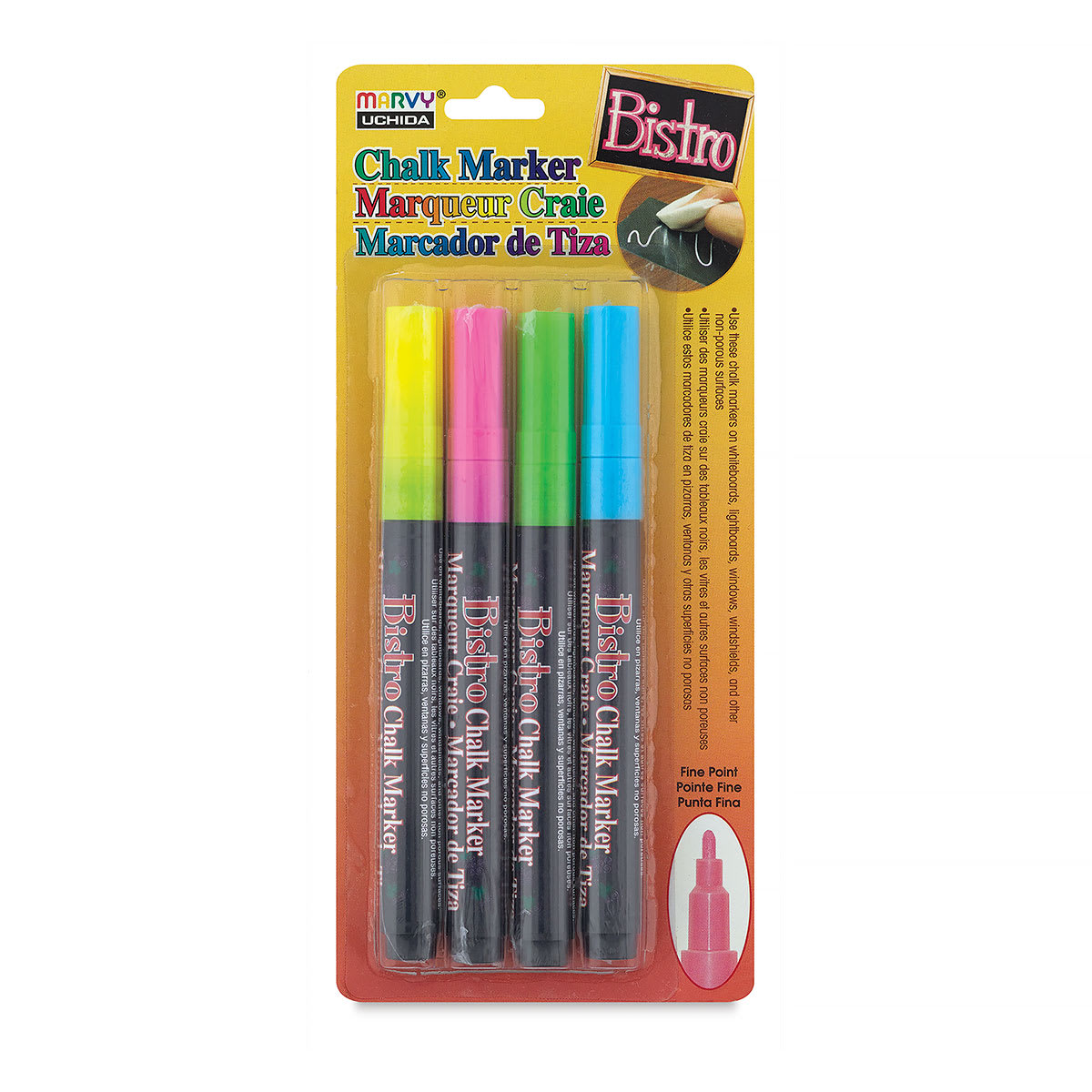 Marvy Uchida Bistro Chalk Marker - Set of 4, Set A, 3 mm