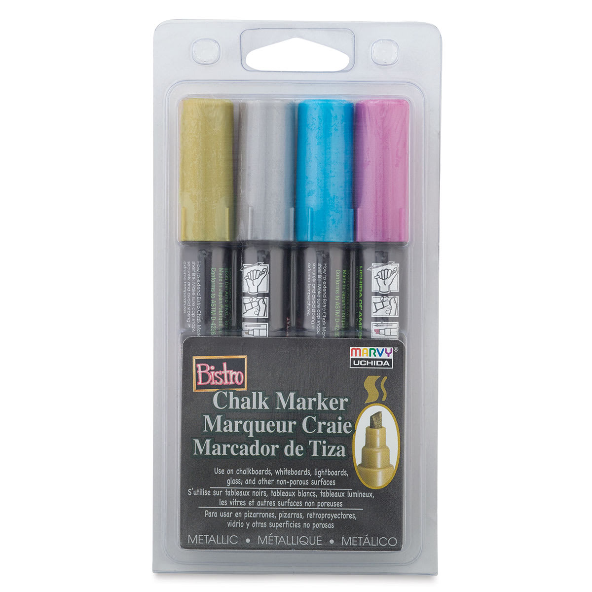 Bistro Chalk Marker Set - Set of 4 6mm Metallic Markers in package