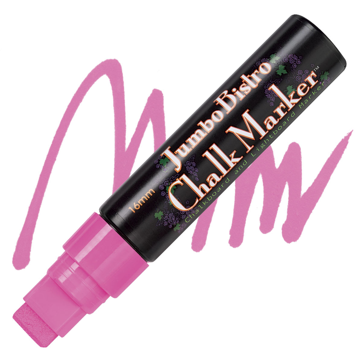Marvy Uchida Bistro Chalk Marker - Fluorescent Pink, 16 mm marker and swatch