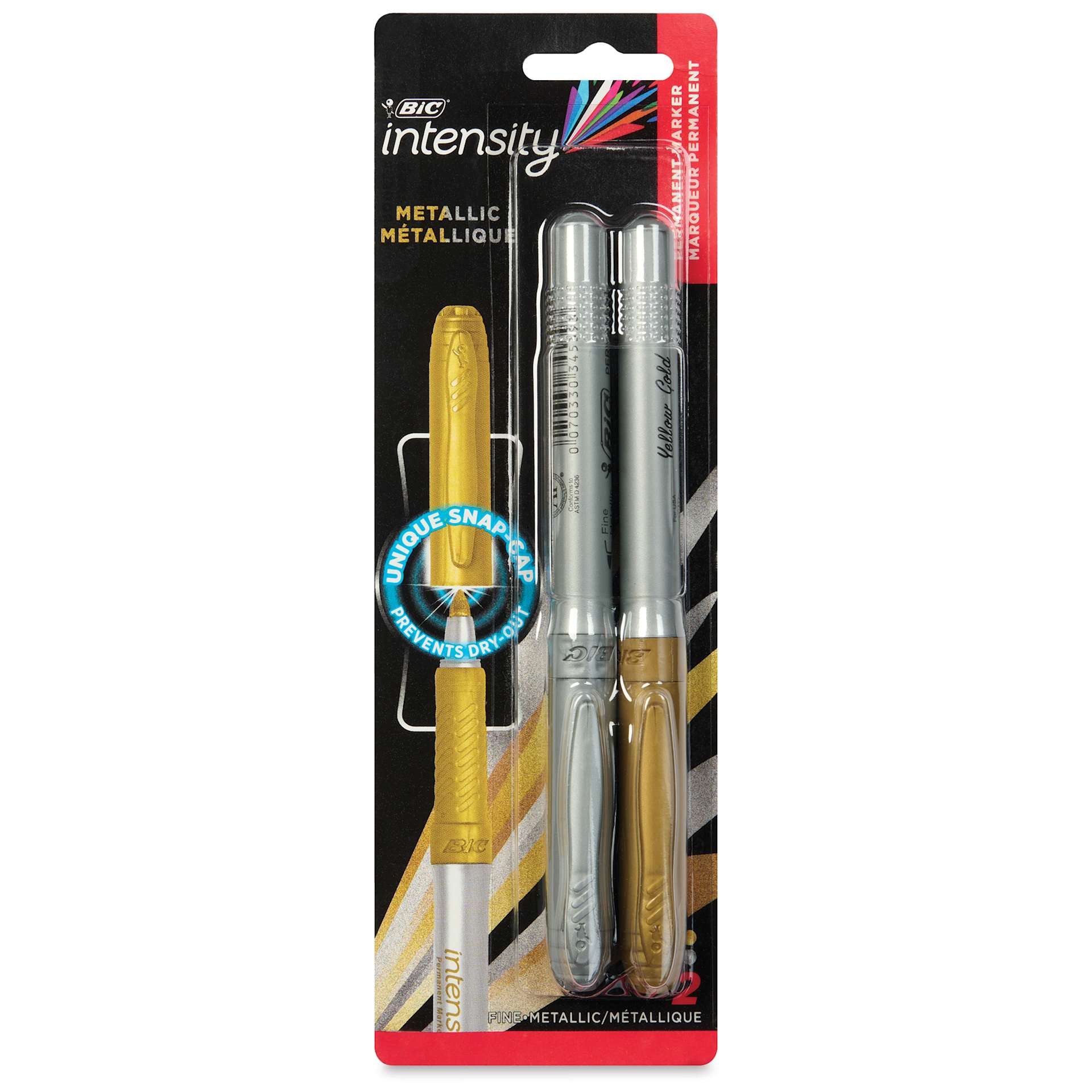 Bic Intensity Permanent Markers - Metallic Colors, Fine Tip, Set of 2, front of the packaging