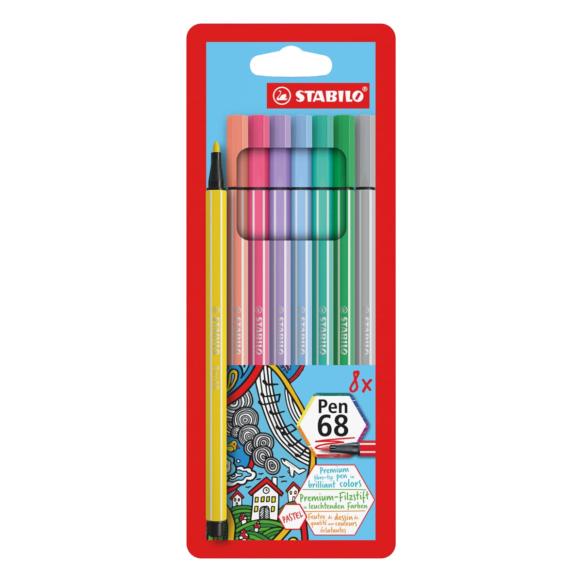 Stabilo Pen 68 Set - Set of 8, Pastel Colors