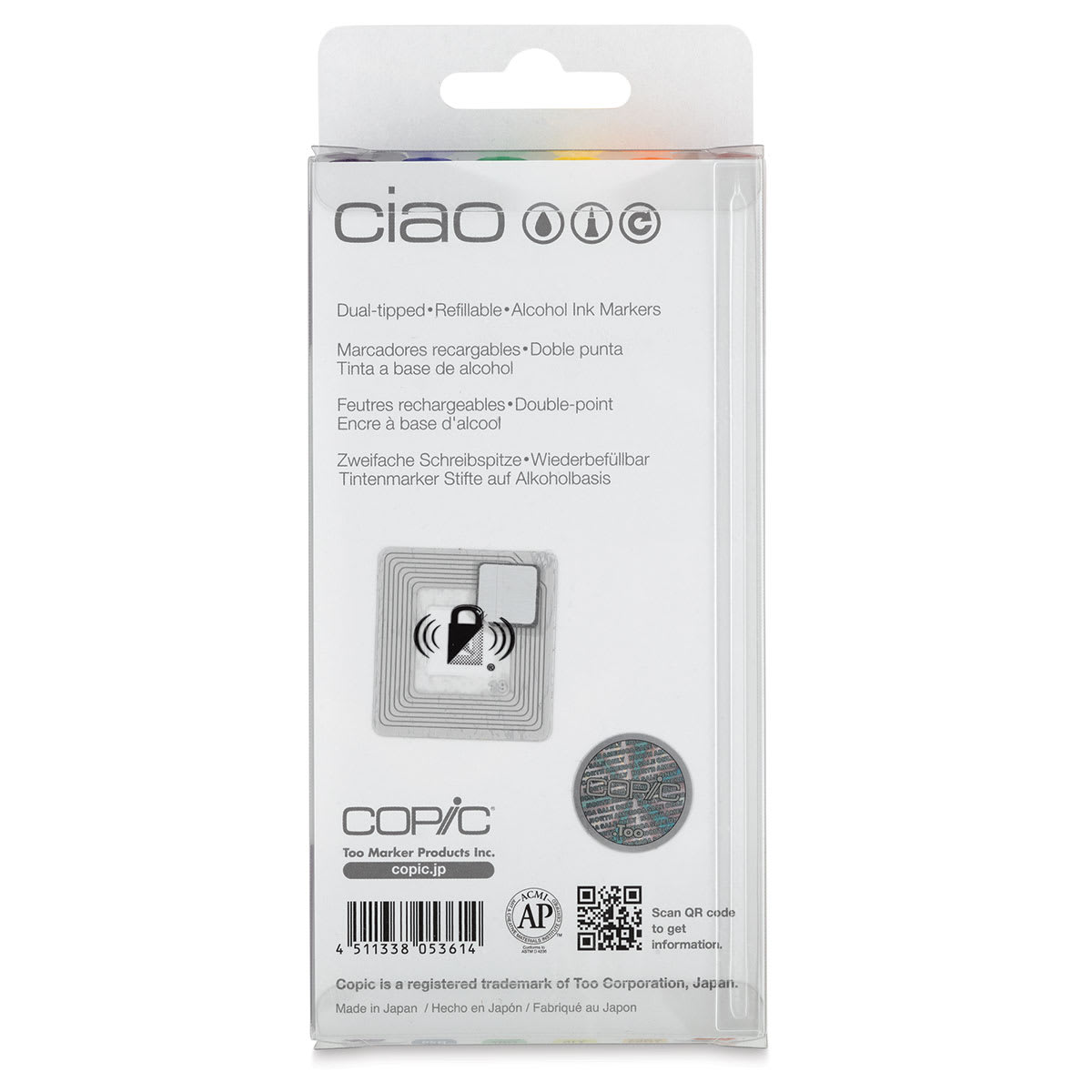 Copic Ciao Double Ended Marker Set - Primary Colors, Set of 6 (back of package)