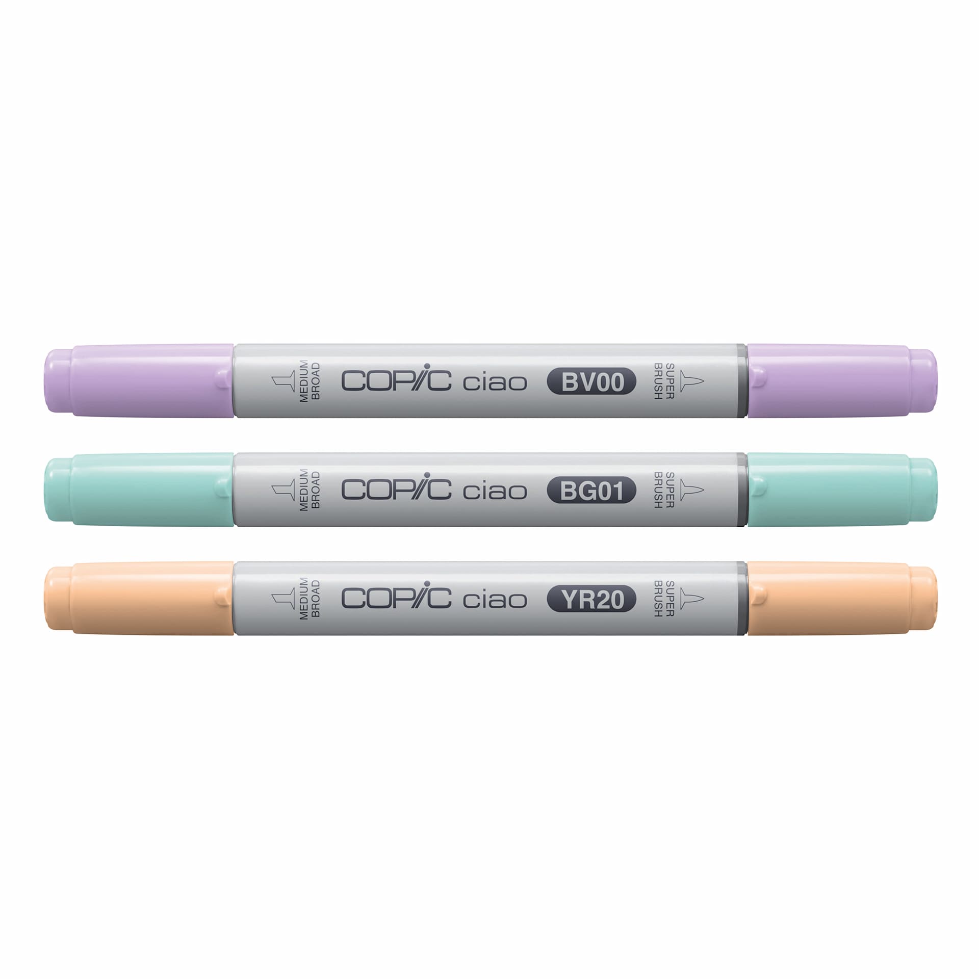 Copic Ciao Double Ended Markers - Layer & Mix Set of 3, Pastel Palette, contents