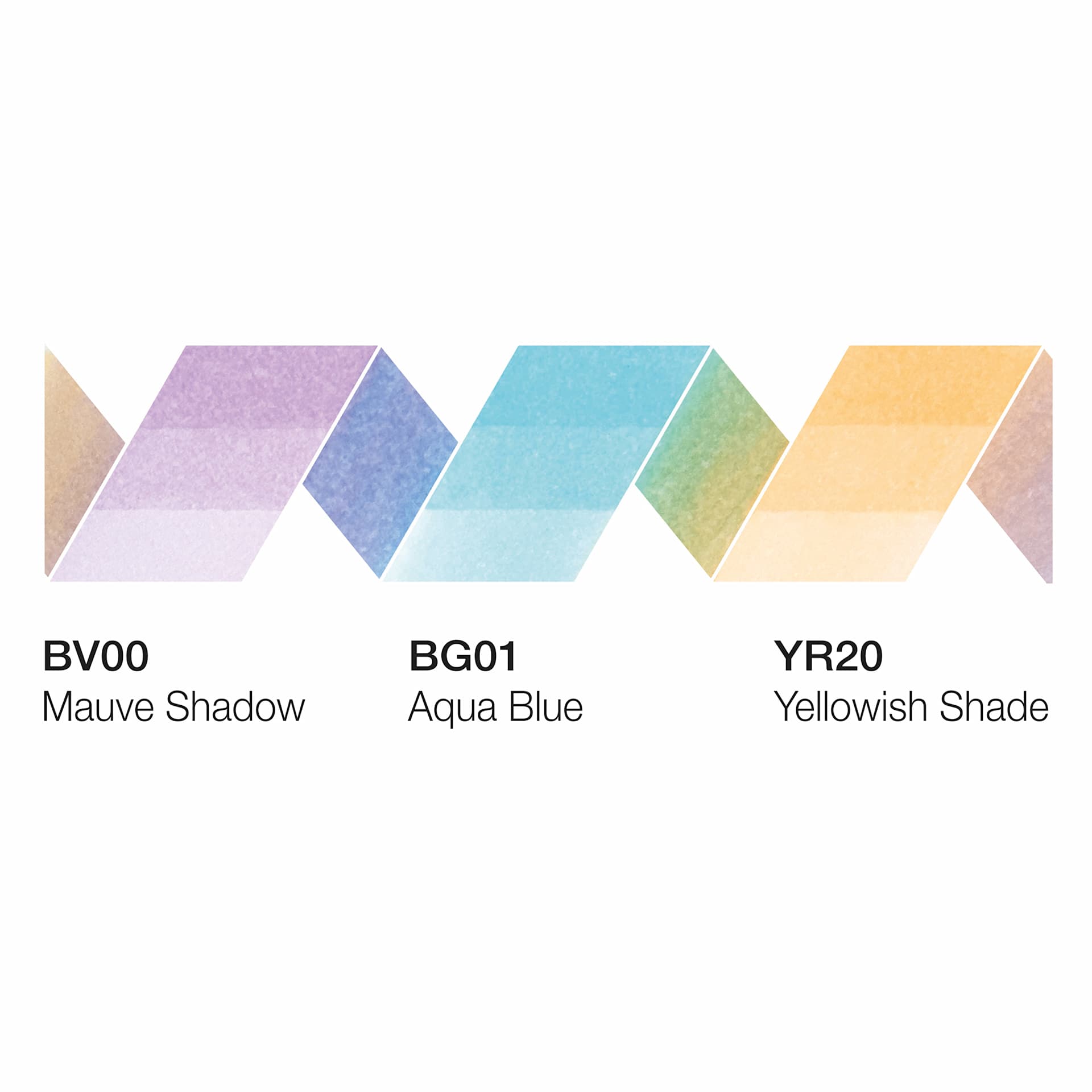 Copic Ciao Double Ended Markers - Layer & Mix Set of 3, Pastel Palette, color swatches