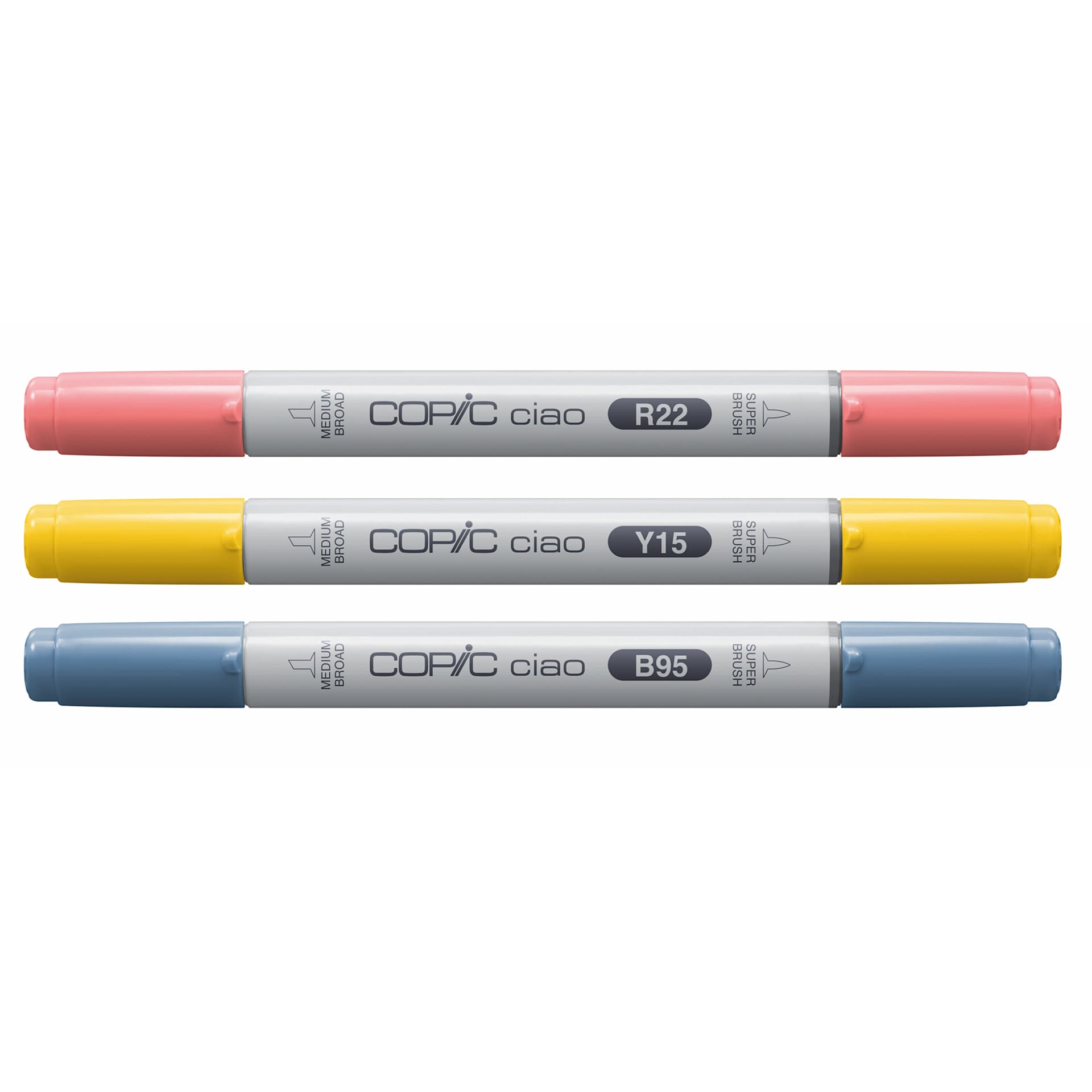 Copic Ciao Double Ended Markers - Layer & Mix Set of 3, Brilliant Palette, contents