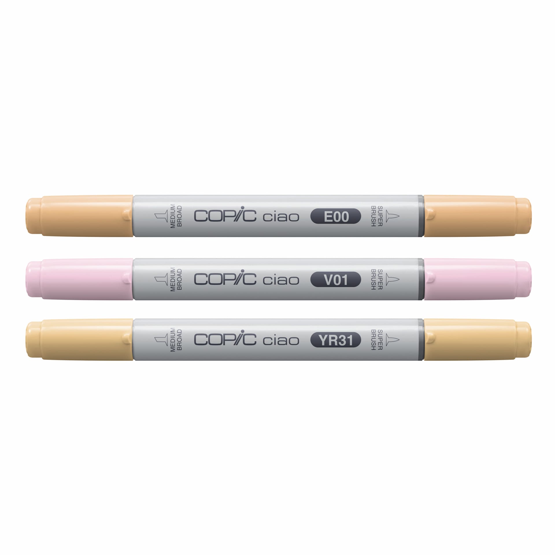 Copic Ciao Double Ended Markers - Layer & Mix Set of 3, Sunset Palette, contents