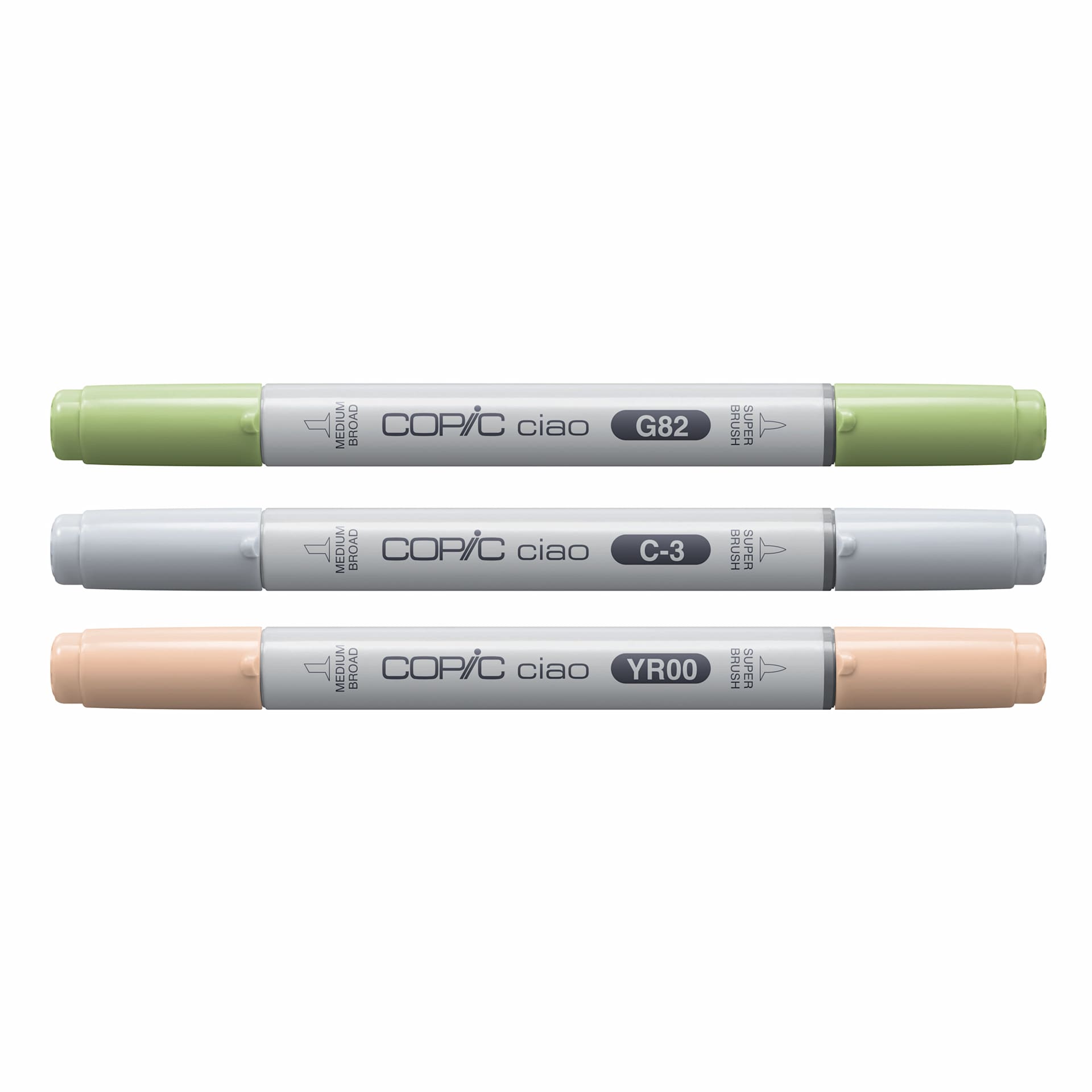 Copic Ciao Double Ended Markers - Layer & Mix Set of 3, Natural Palette, contents