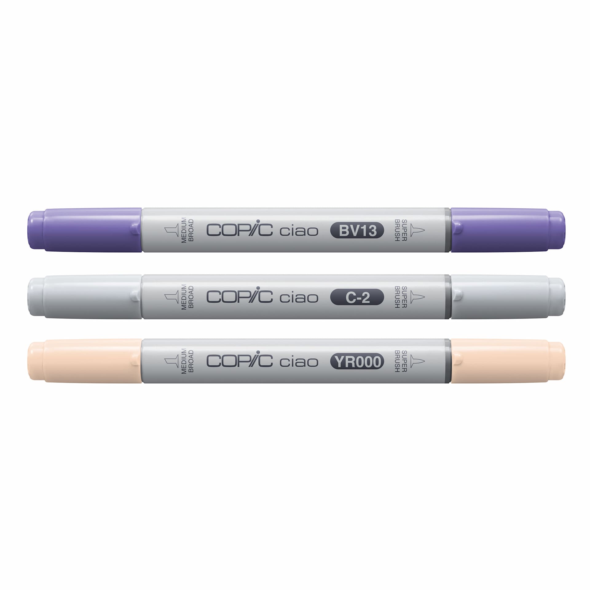 Copic Ciao Double Ended Markers - Layer & Mix Set of 3, Serene Palette, contents