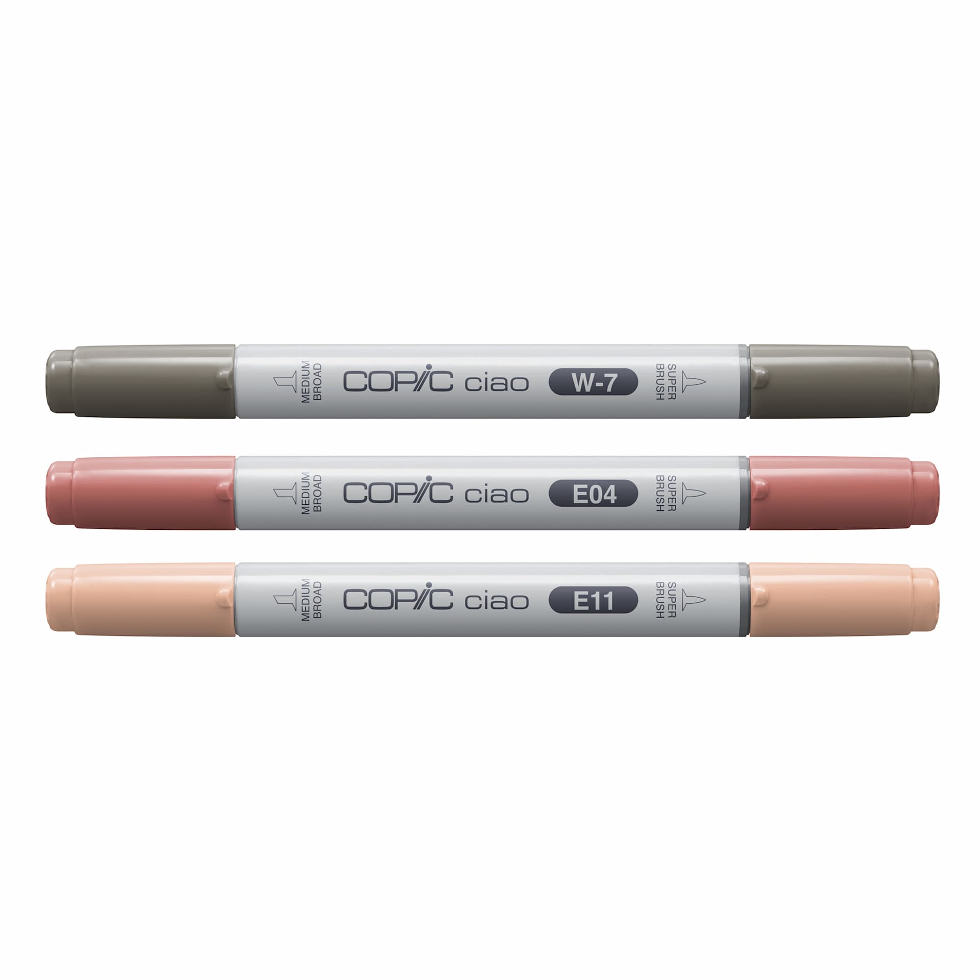 Copic Ciao Double Ended Markers - Layer & Mix Set of 3, Warm Palette, contents