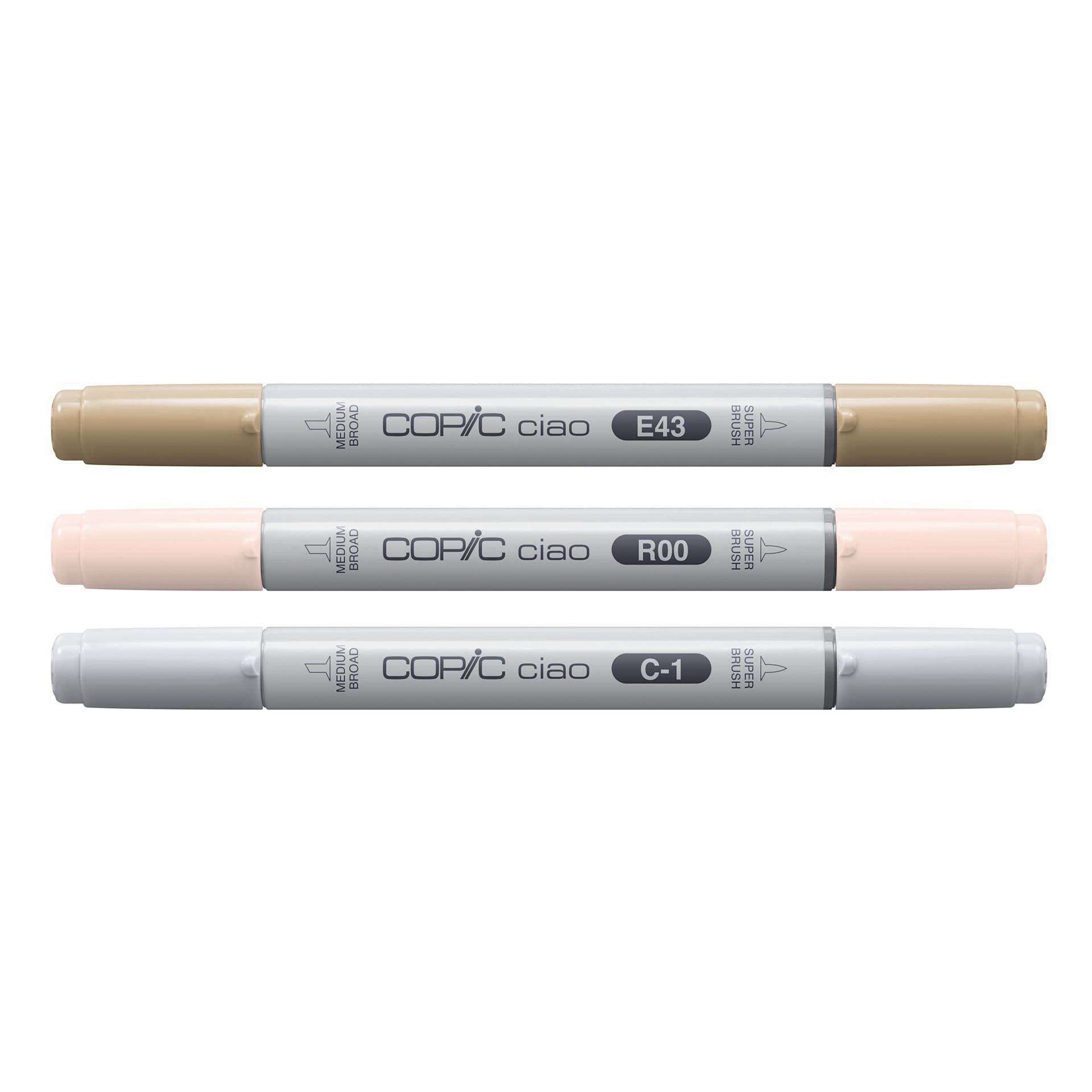 Copic Ciao Double Ended Markers - Layer & Mix Set of 3, Mellow Palette, contents