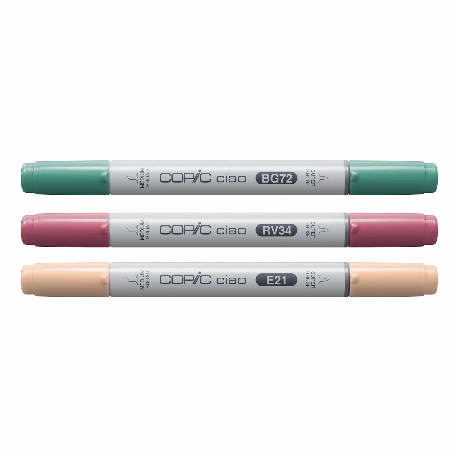 Copic Ciao Double Ended Markers - Layer & Mix Set of 3, Vibrant Palette, contents