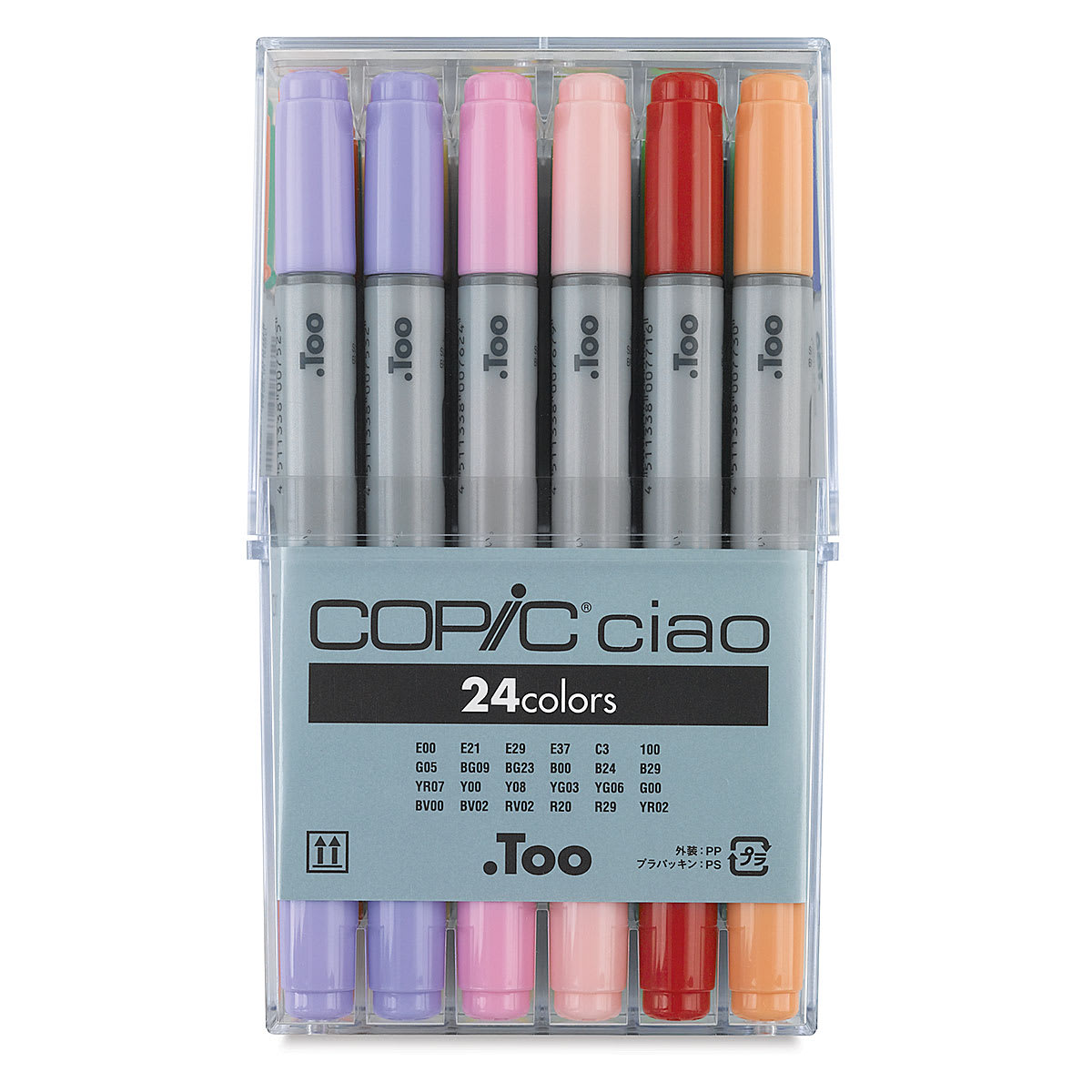 Copic Ciao Double Ended Markers - Assorted Colors, Set of 24 (front of package)