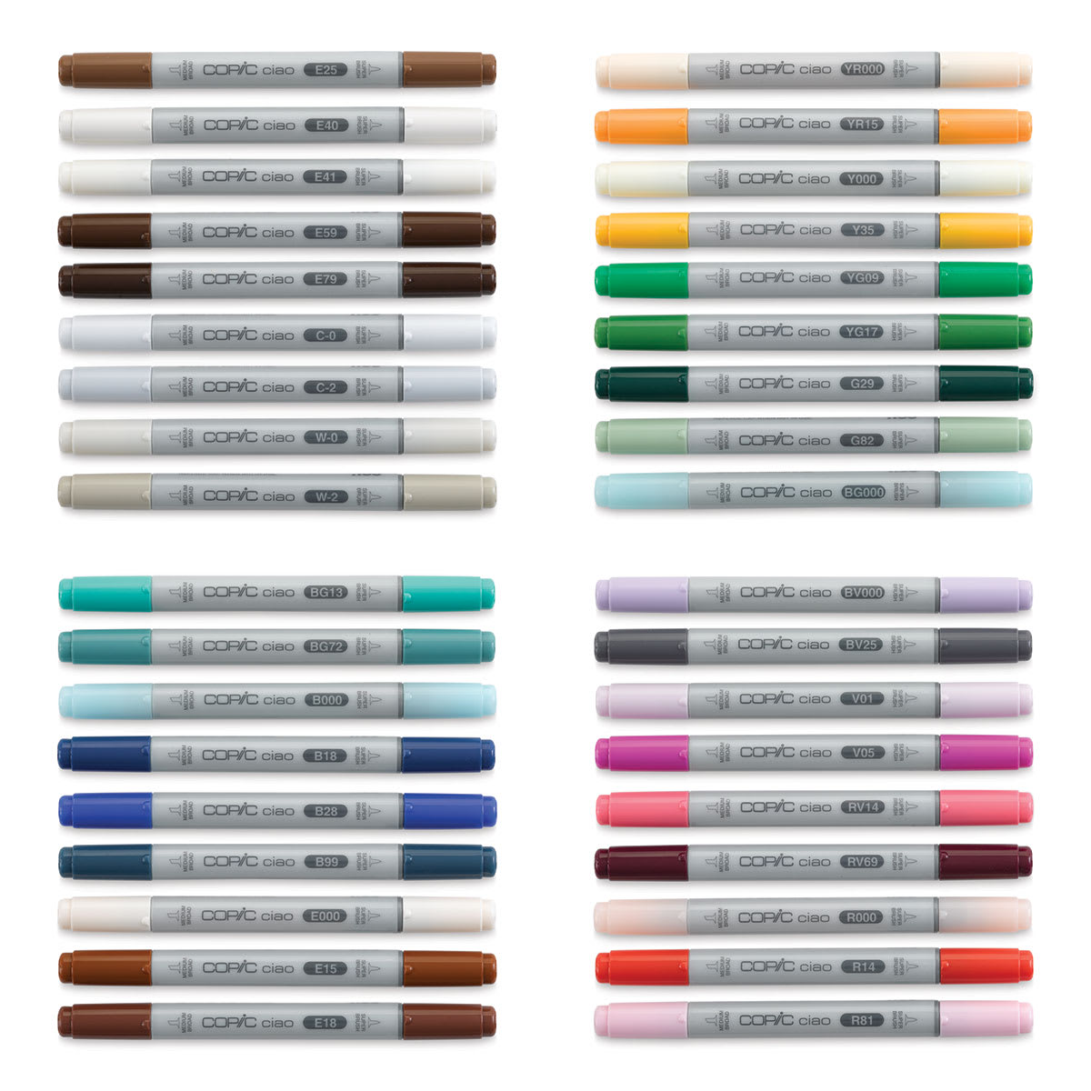 Copic Ciao Double Ended Marker Set - Set E, Set of 36 (set contents)