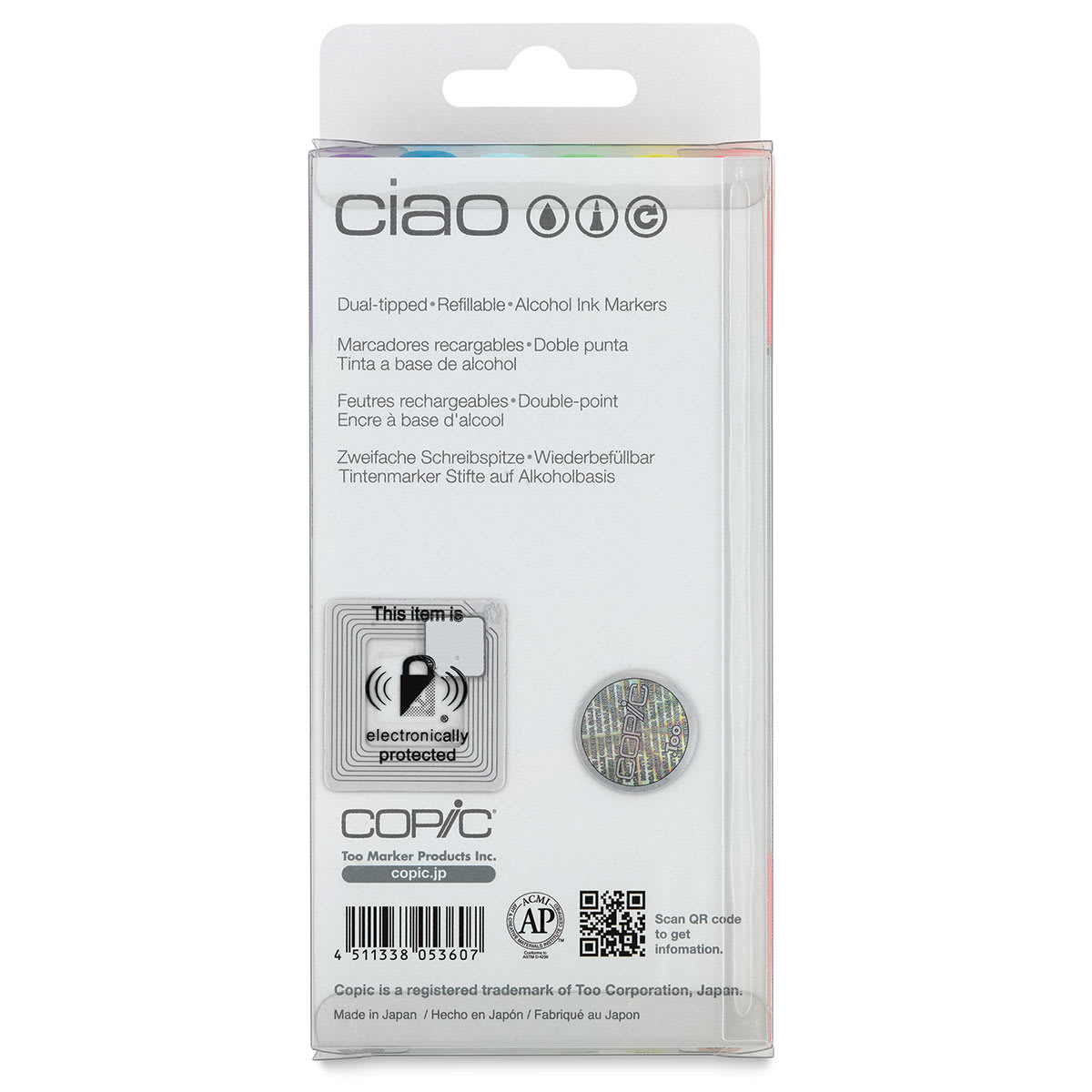 Copic Ciao Double Ended Marker Set - Bright Colors, Set of 6 (back of package)