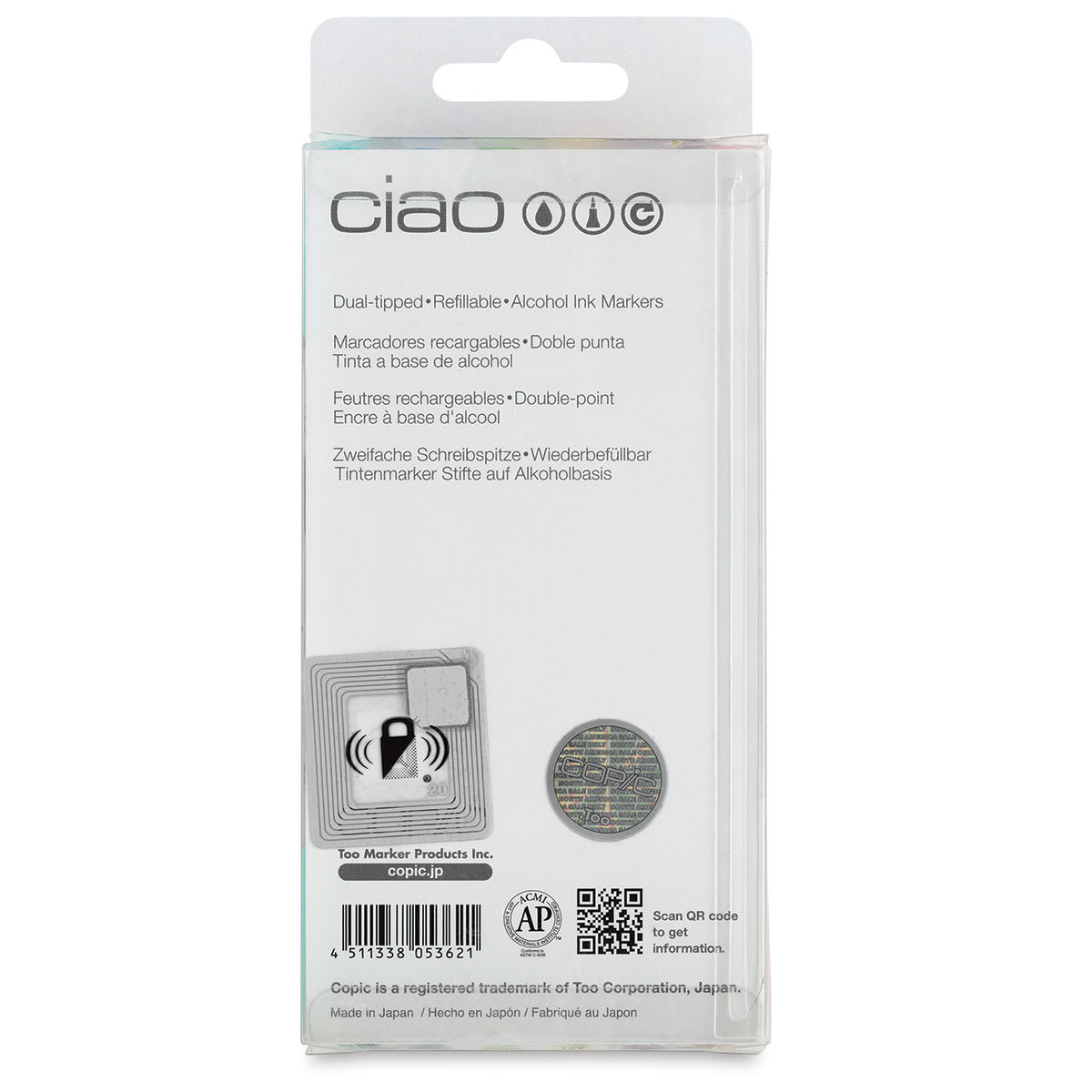 Copic Ciao Double Ended Marker Set - Pastel Colors, Set of 6 (back of package)