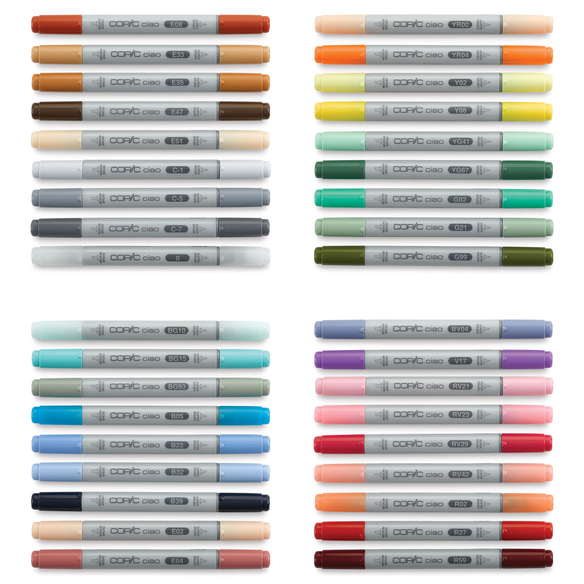 Copic Ciao Double Ended Marker Set - Set B, Set of 36 (set contents)