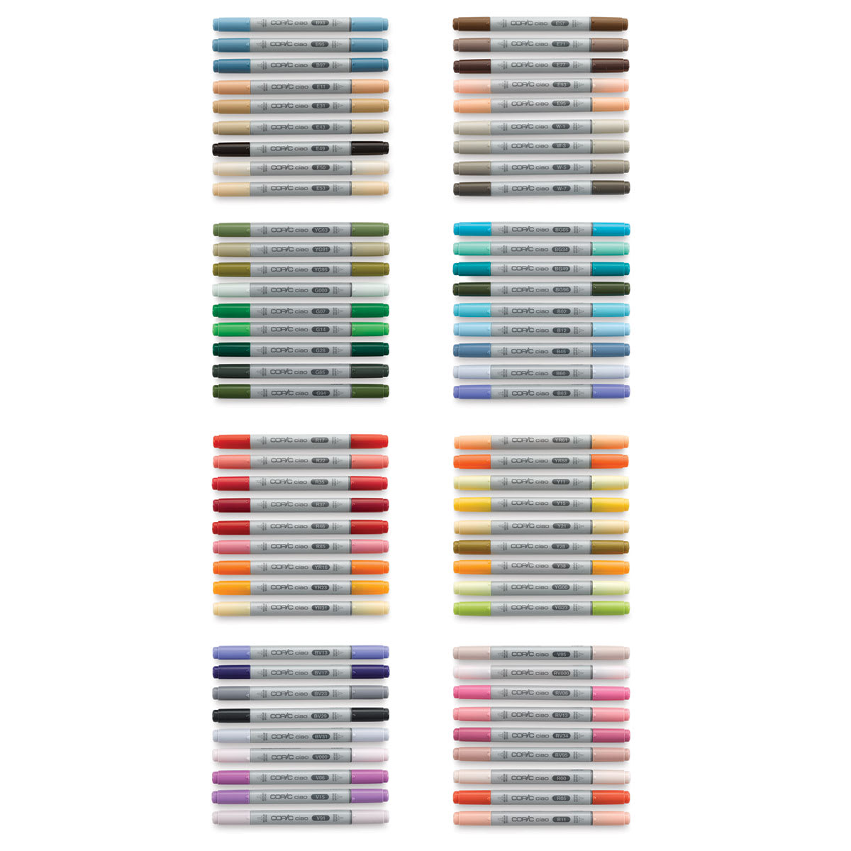 Copic Ciao Double Ended Marker Set - Set B, Set of 72 (set contents)