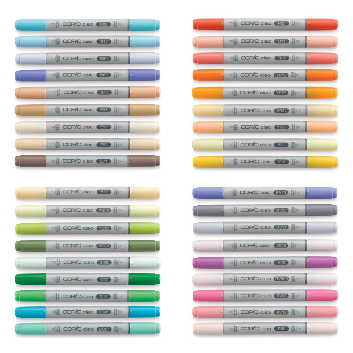 Copic Ciao Double Ended Marker Set - Set C, Set of 36 (set contents)