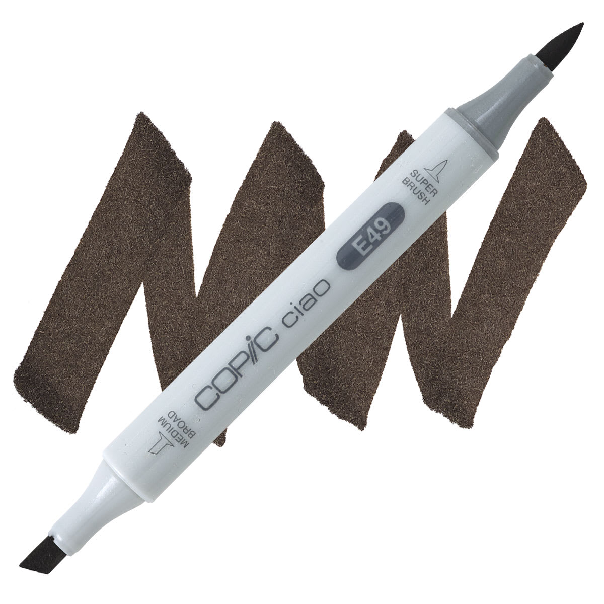 Copic Ciao Double Ended Marker - Dark Bark E49 marker and swatch