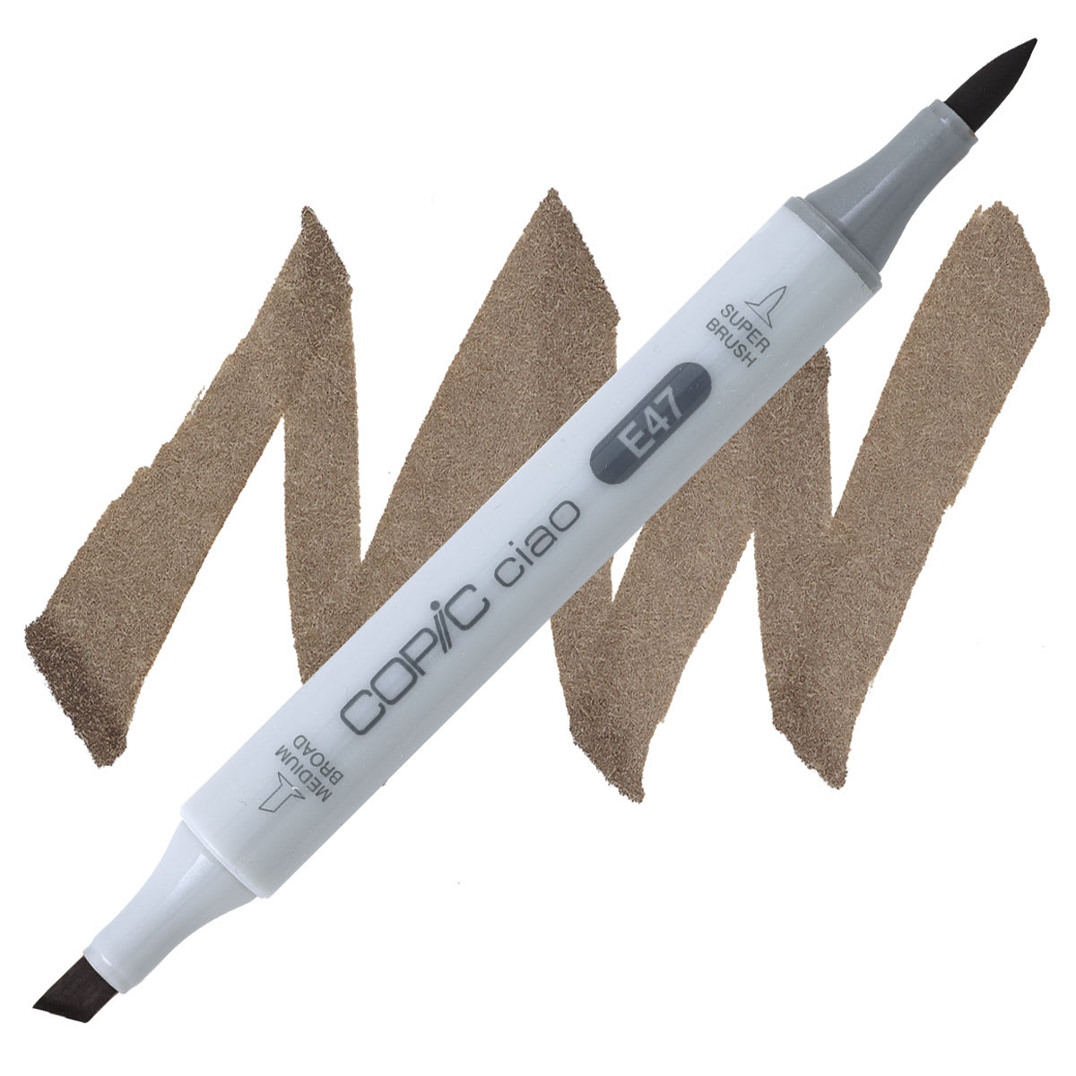 Copic Ciao Double Ended Marker - Dark Brown E47 marker and swatch