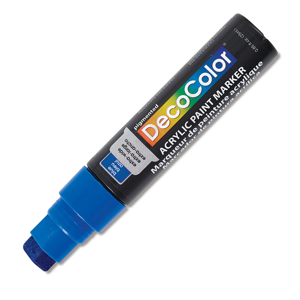Decocolor Acrylic Paint Markers - Angled view of Blue Marker uncapped to show Jumbo tip
