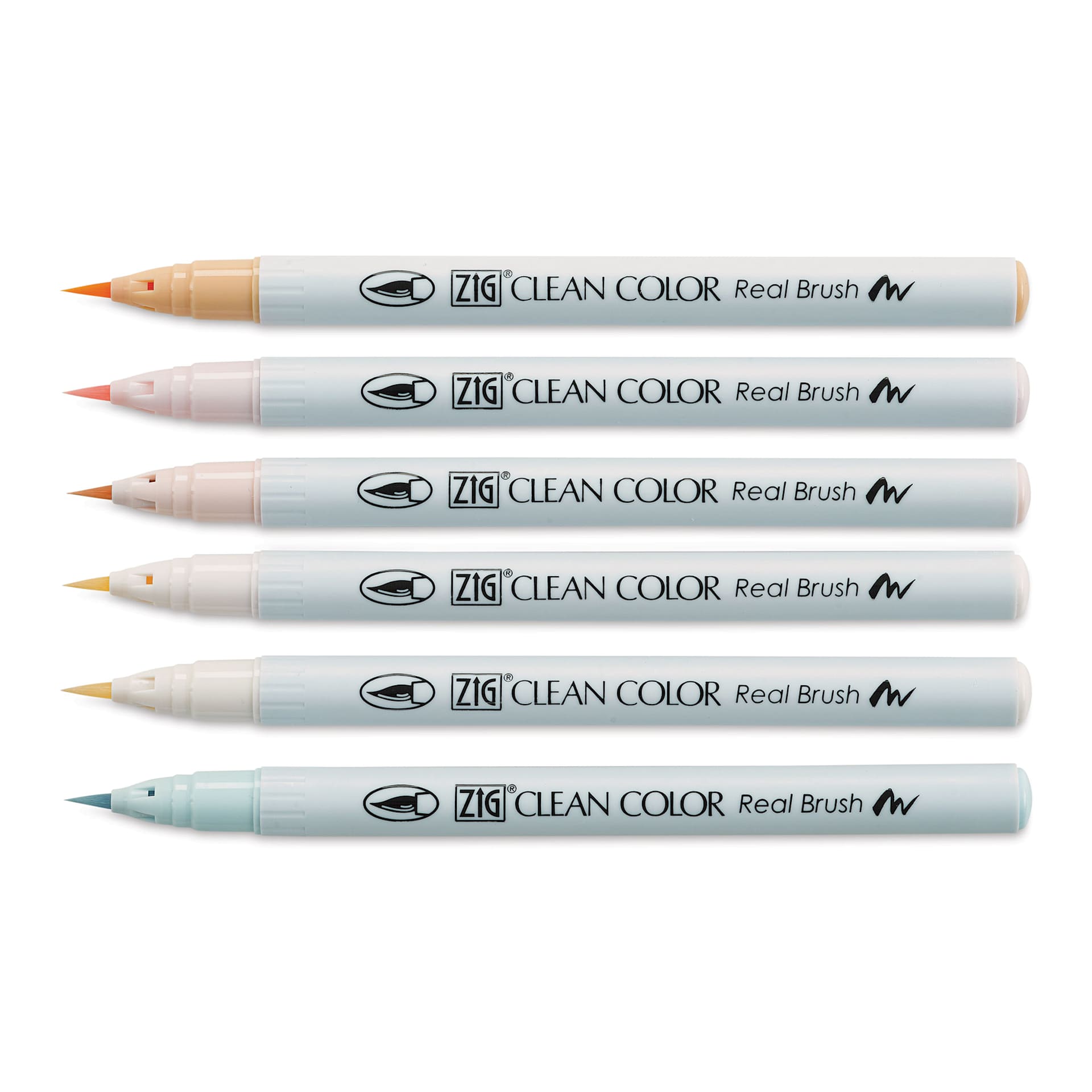 Kuretake Zig Clean Color Real Brush Pens - Portrait Colors I, Set of 6 (set contents)