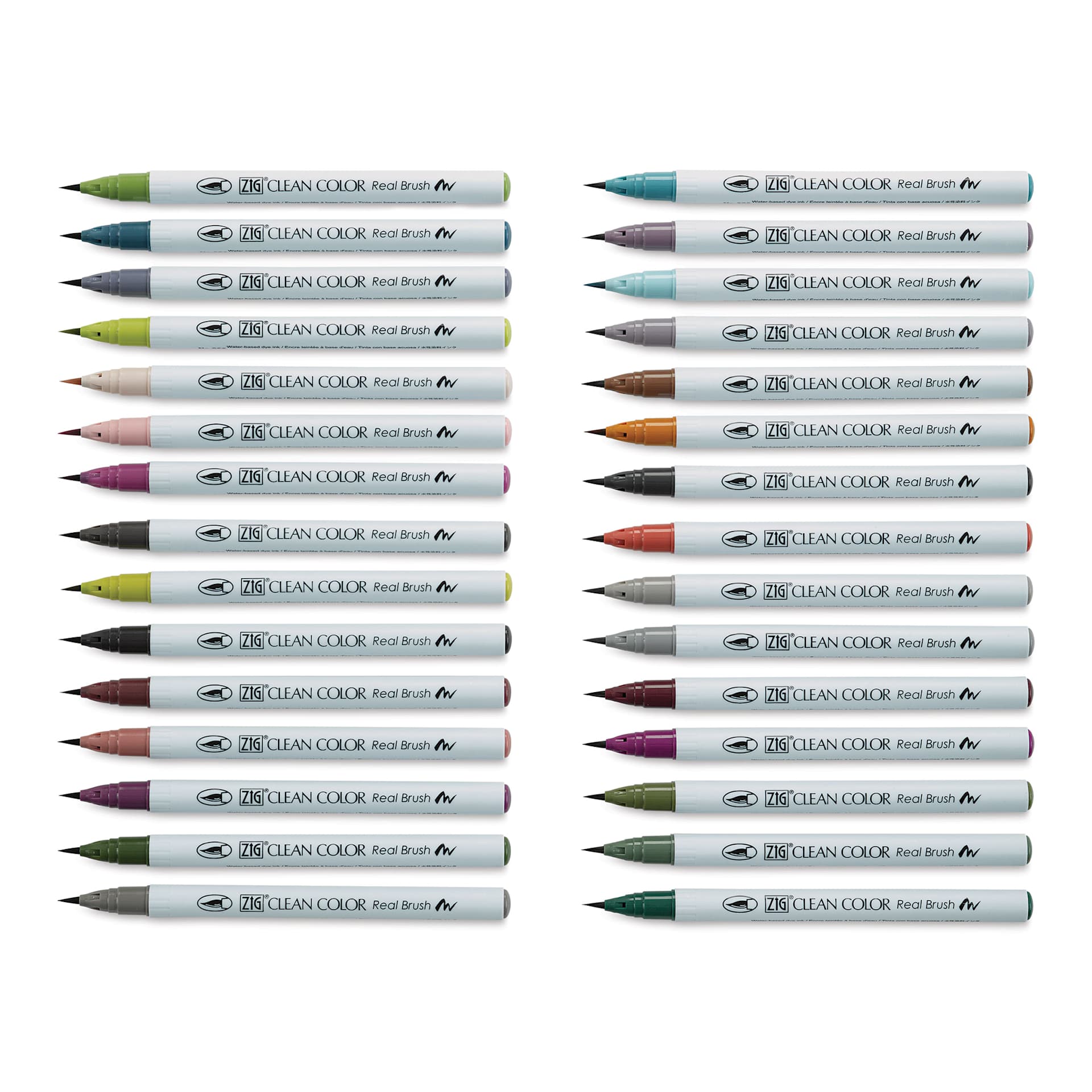 Kuretake Zig Clean Color Real Brush Pens - Assorted Colors, Set of 30 (set contents)