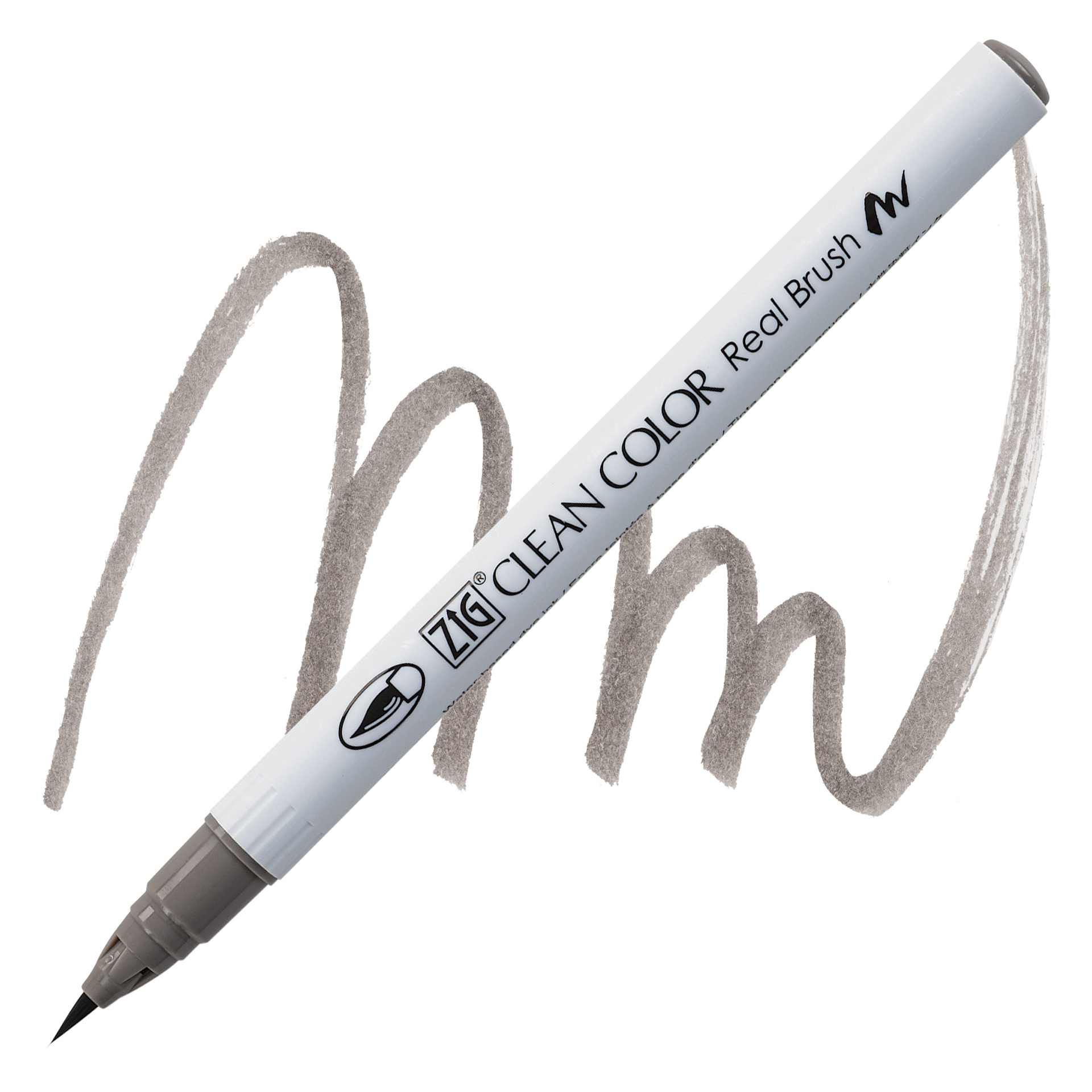 Kuretake Zig Clean Color Real Brush Pen - Warm Gray 4 pen and swatch