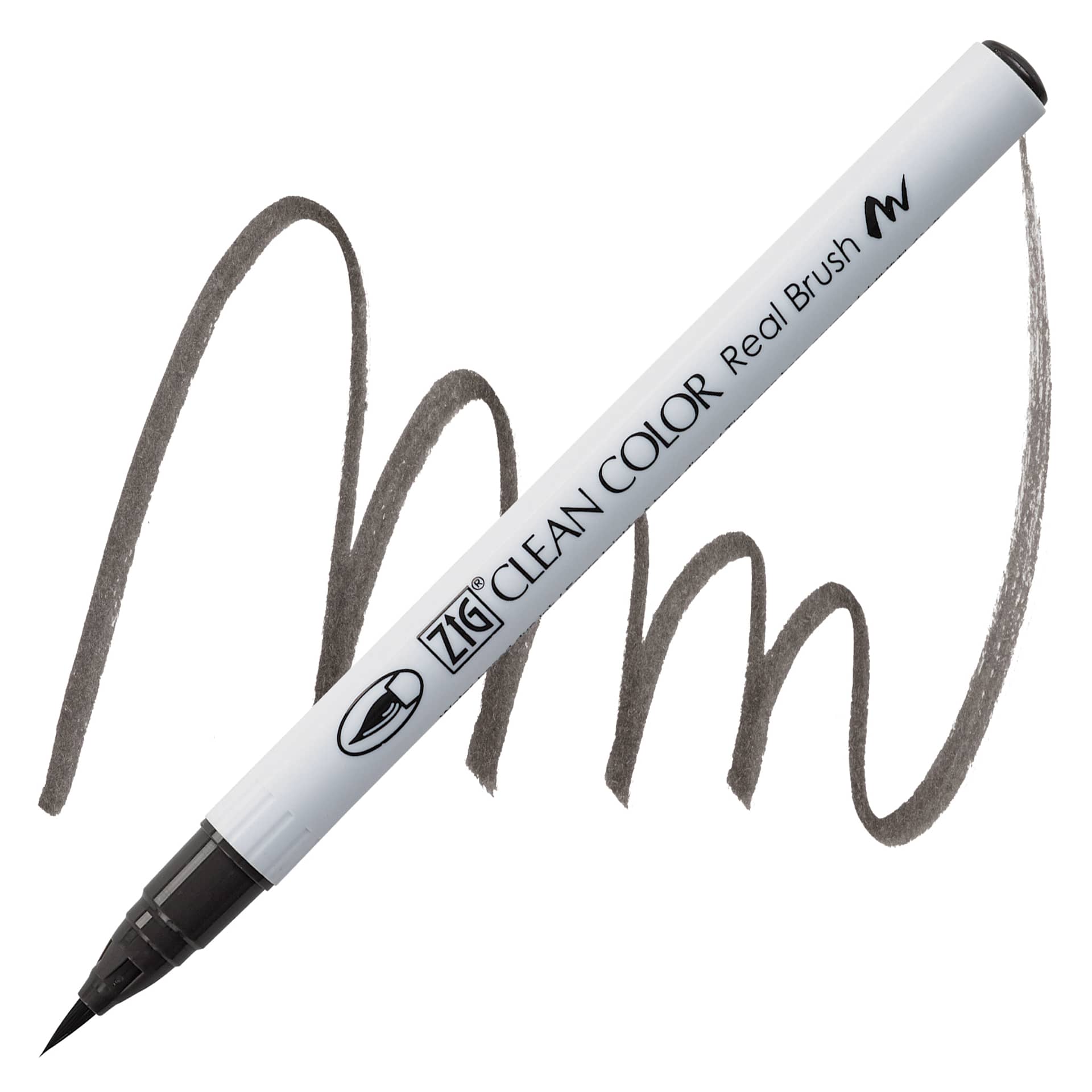 Kuretake Zig Clean Color Real Brush Pen - Warm Gray 6 pen and swatch