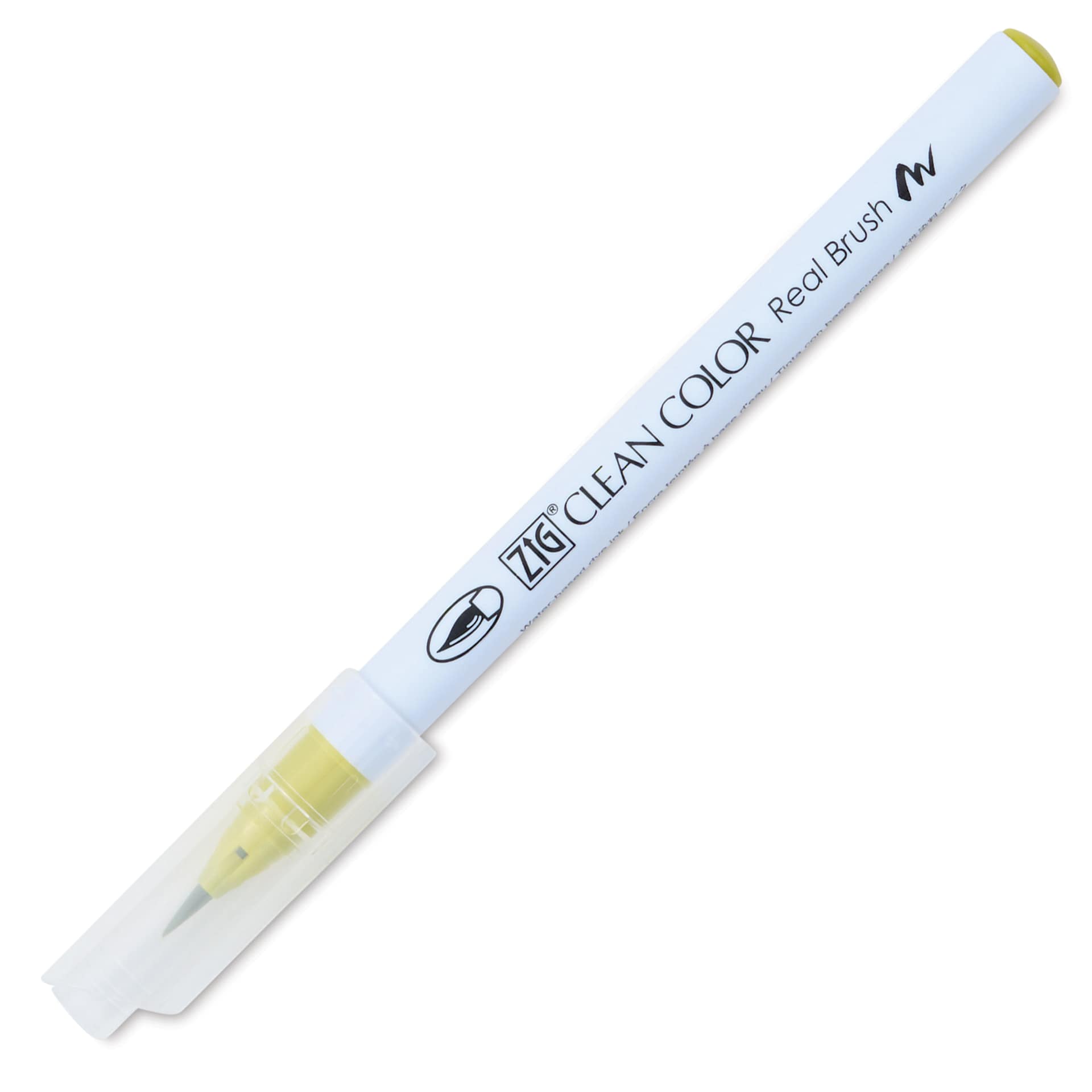 Kuretake Zig Clean Color Real Brush Pen - Smokey Yellow with cap on