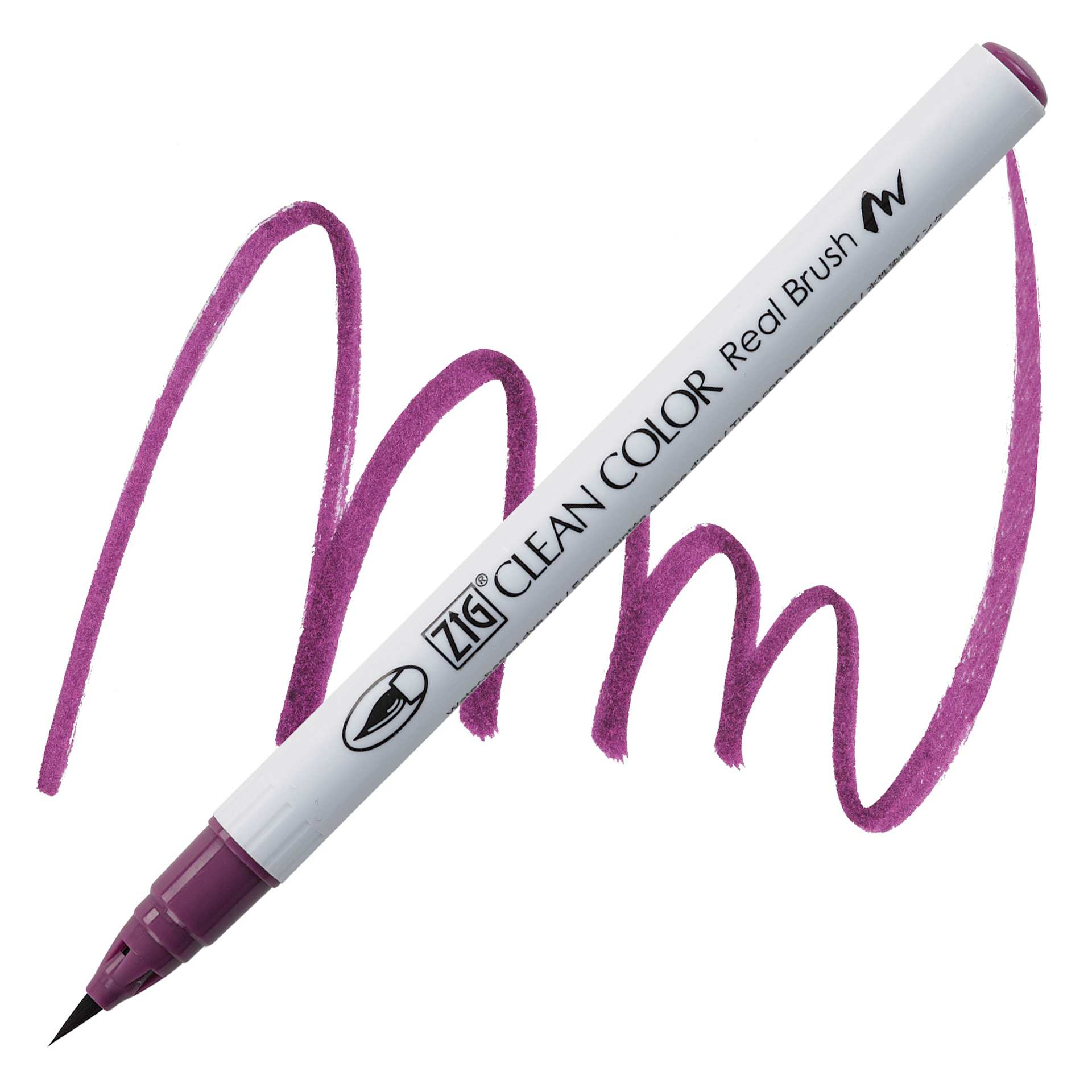 Kuretake Zig Clean Color Real Brush Pen - Red Grape pen and swatch