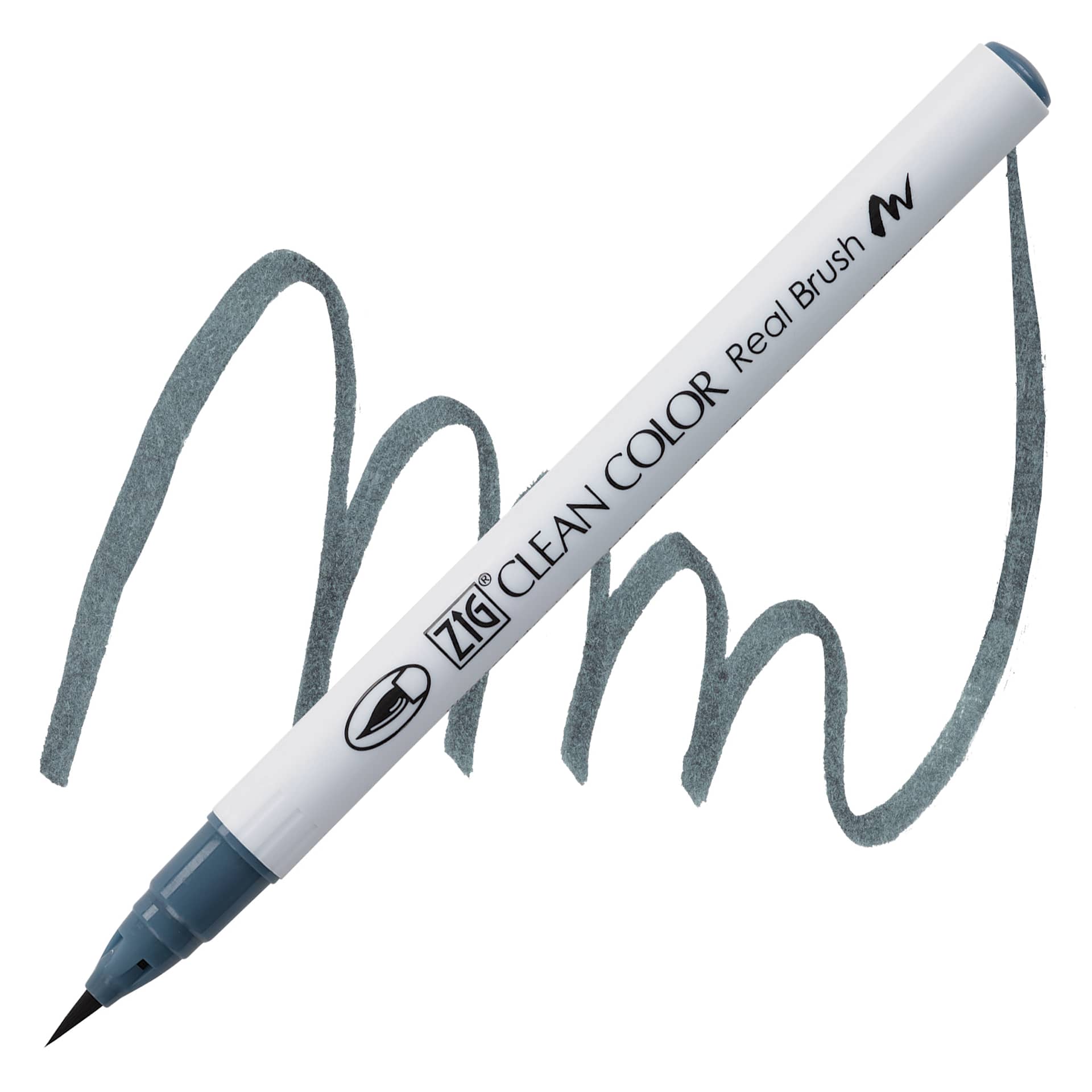 Kuretake Zig Clean Color Real Brush Pen - Dark Agate pen and swatch