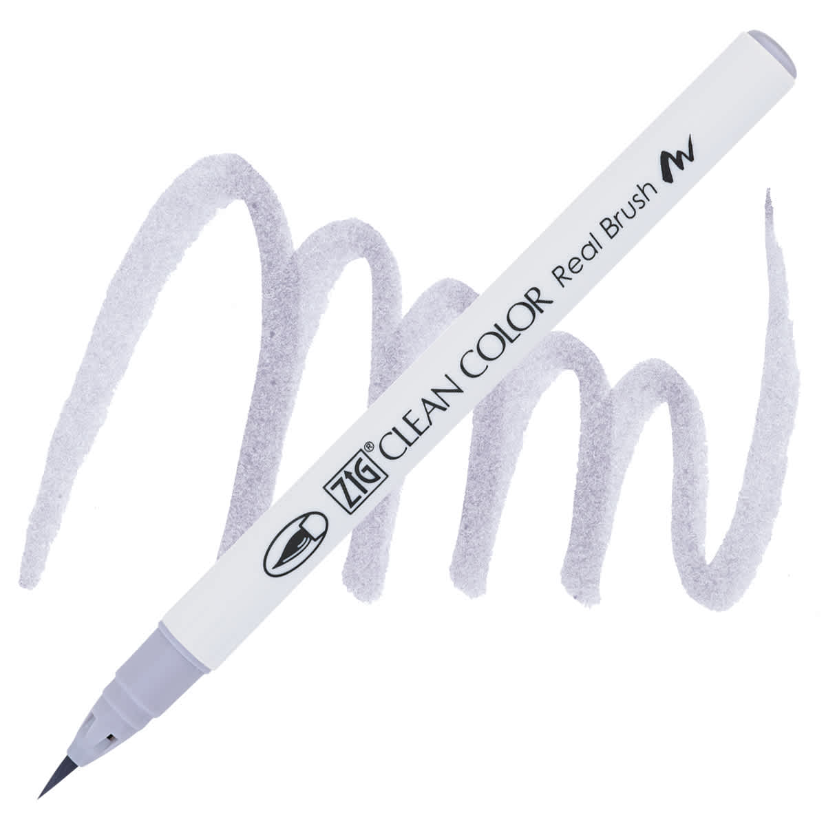 Kuretake Zig Clean Color Real Brush Pen - Fog Gray pen and swatch