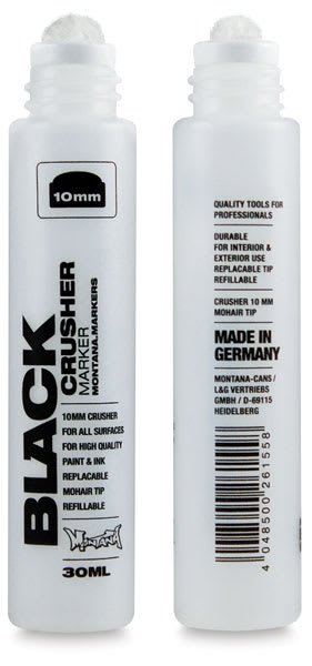 Montana Black Empty Markers - 2 Empty 10 mm Crusher tip markers with caps removed