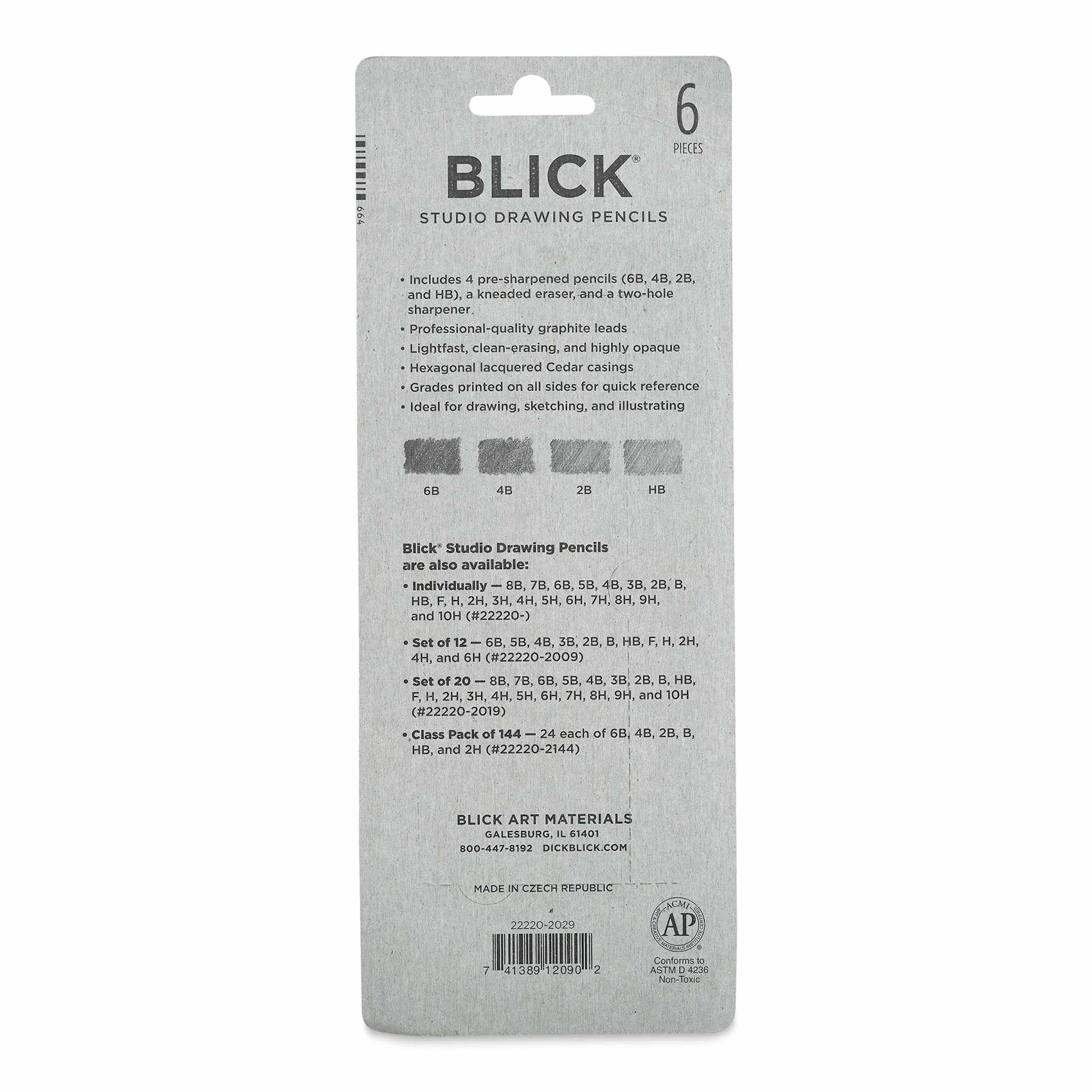 Blick Studio Drawing Pencils - Set of 6 (back of package)