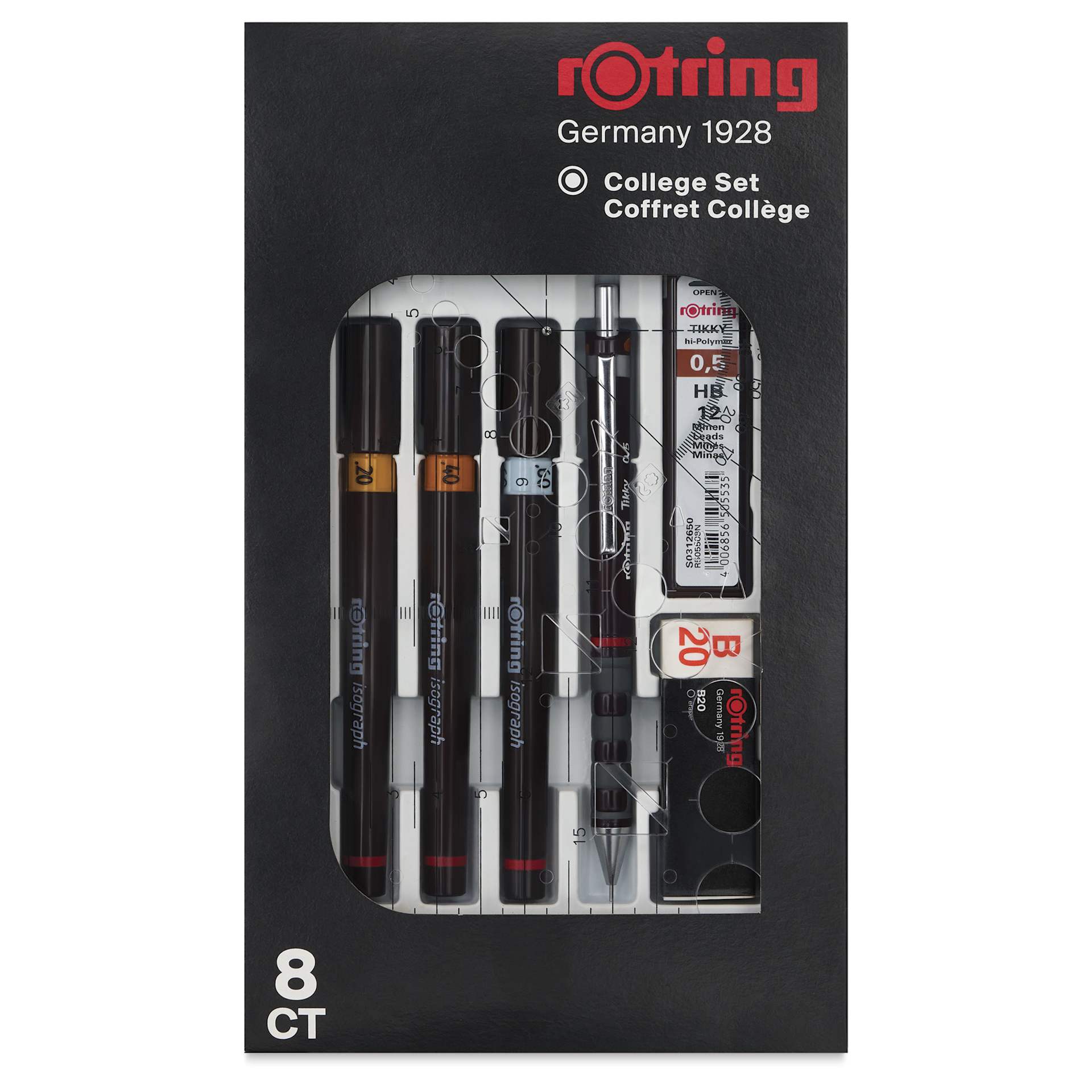 Rotring Isograph Technical Pens - 0.2 mm, 0.4 mm, 0.6 mm, Set of 3, front of the packaging