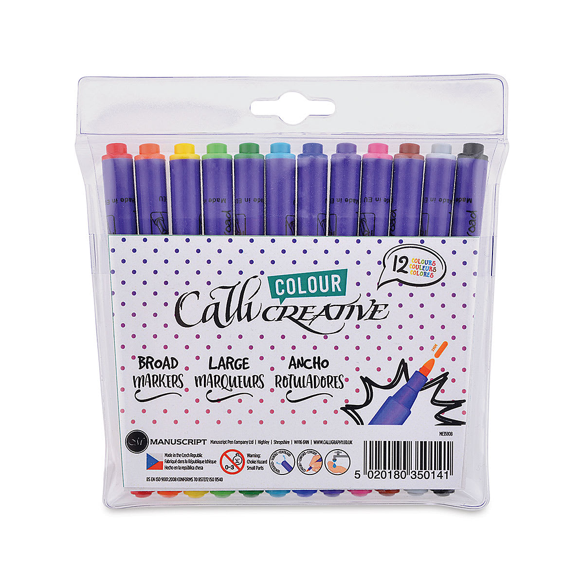 Manuscript Colour Creative Markers - Back of package of Broad Nib Markers
