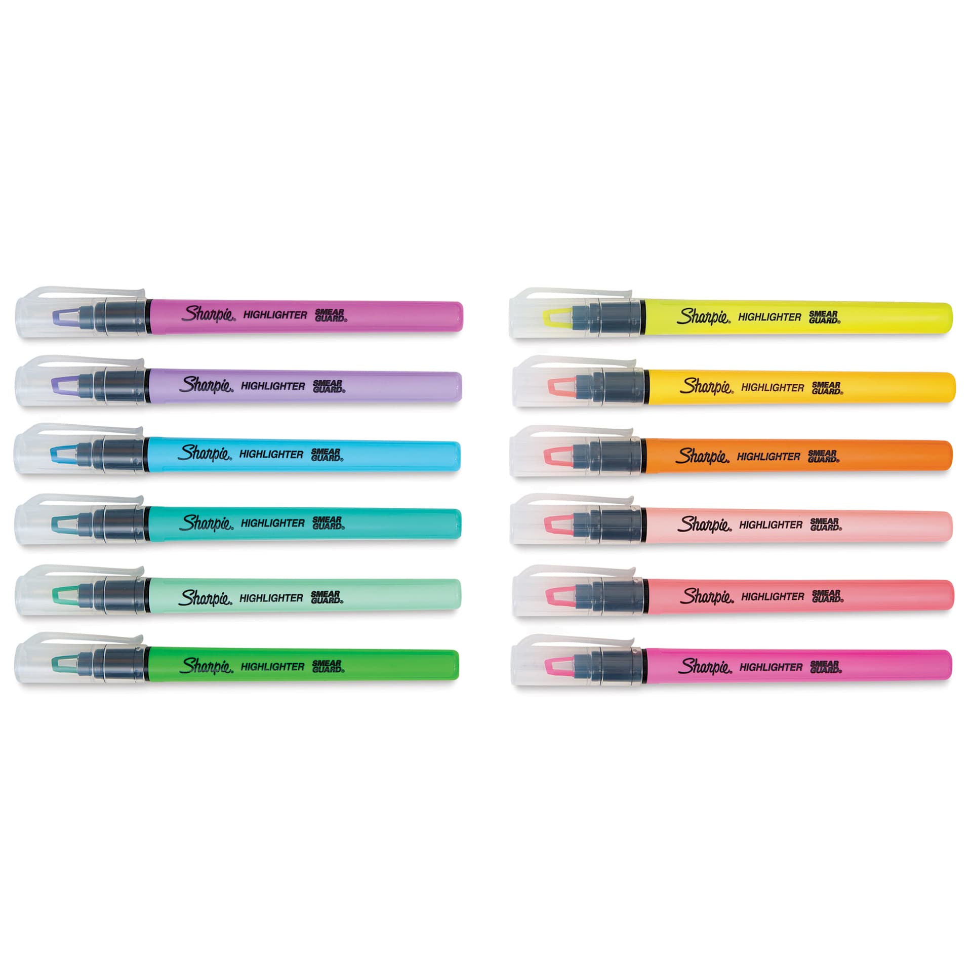 Sharpie Clear View Highlighters - Set of 12, Assorted Colors, Stick Style, out of packaging